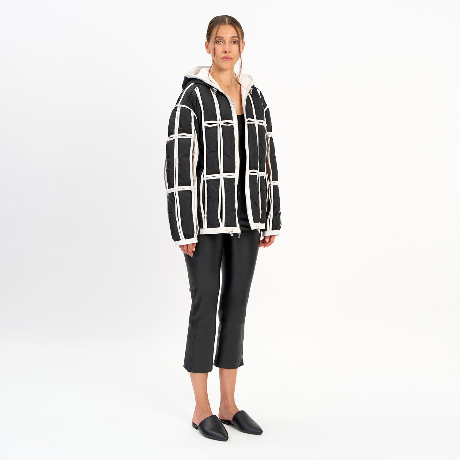 K14458 | LEATHER CUT-OUT PUFFER JACKET