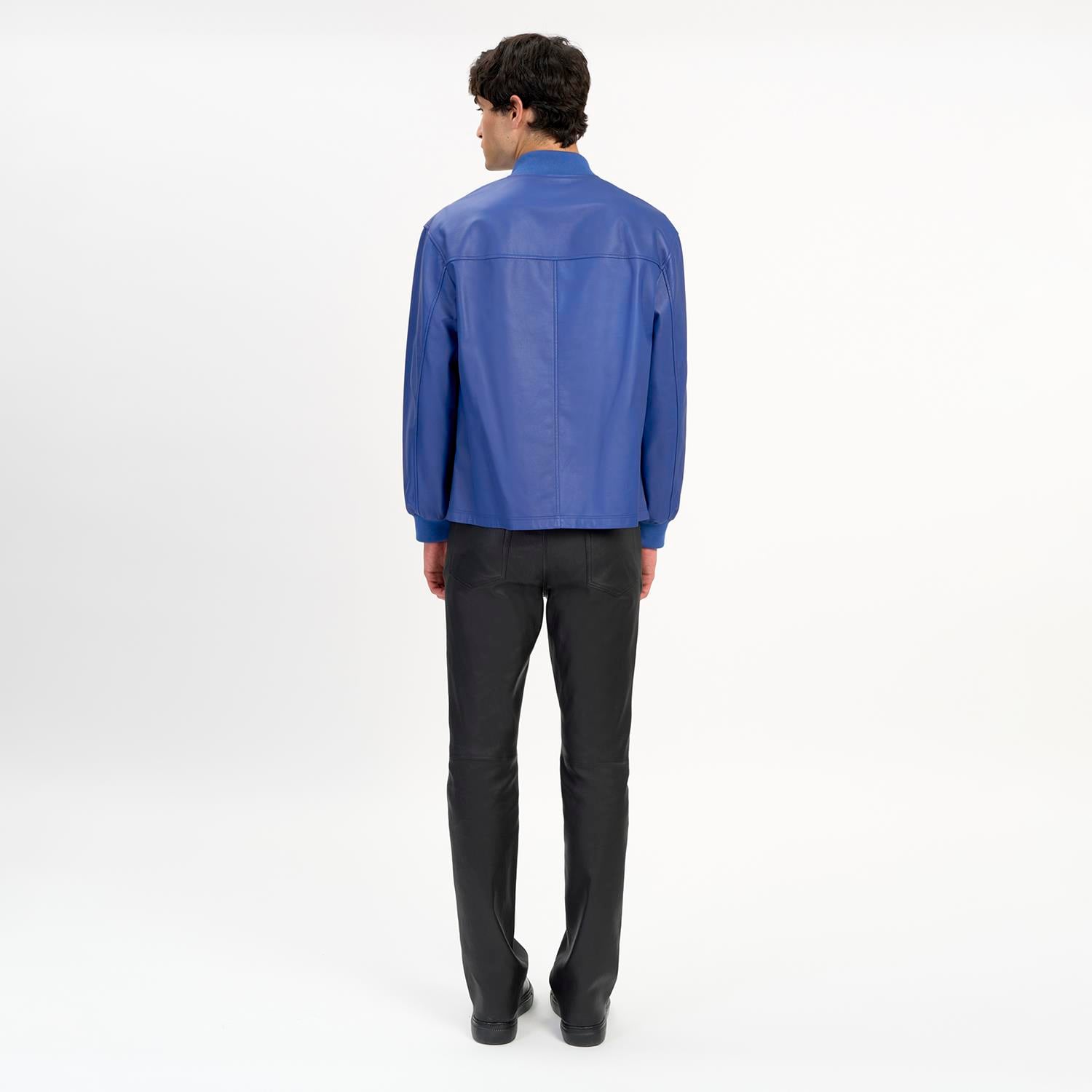 K14489 | LEATHER PATCH POCKET BOMBER JACKET