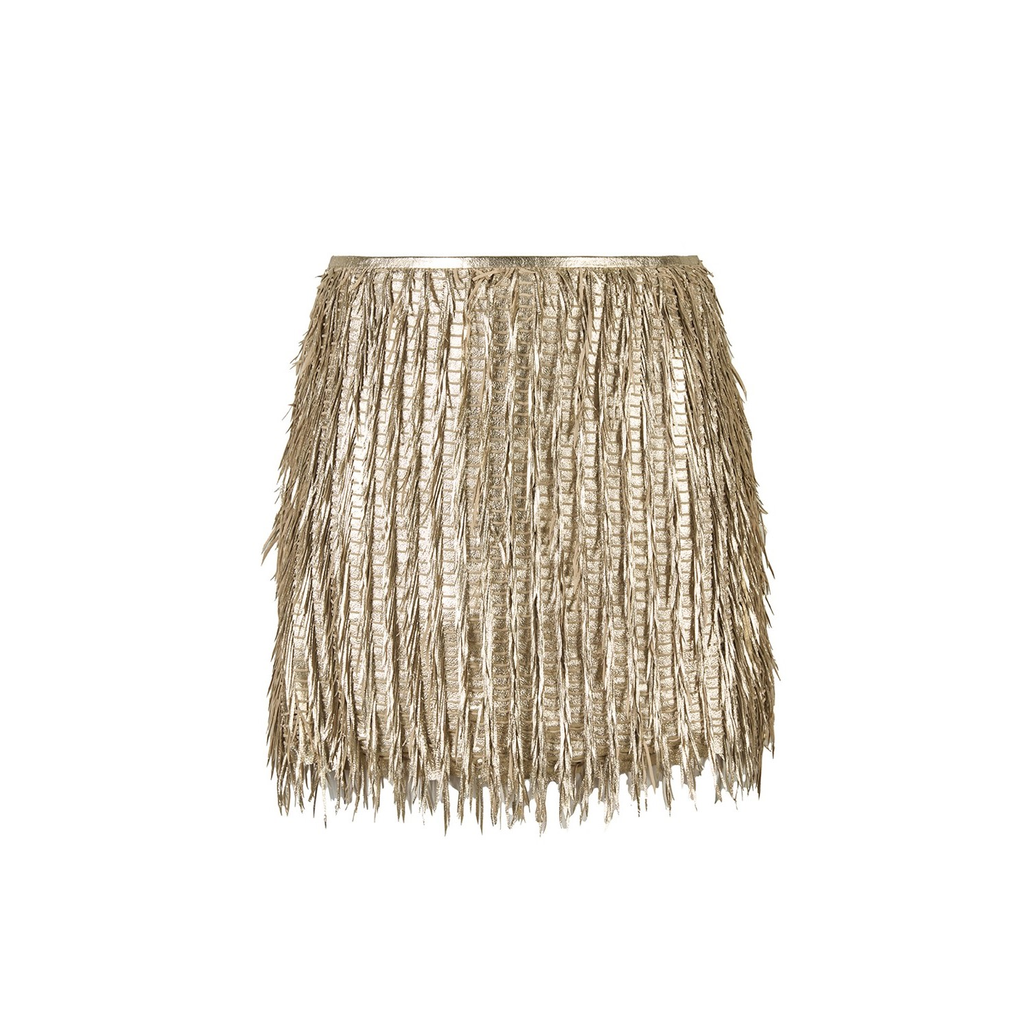 K14935_ | LEATHER FRINGE INTERTWINED SKIRT