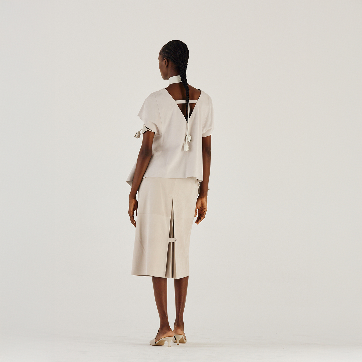 K14940 | LEATHER FOULARD TOP