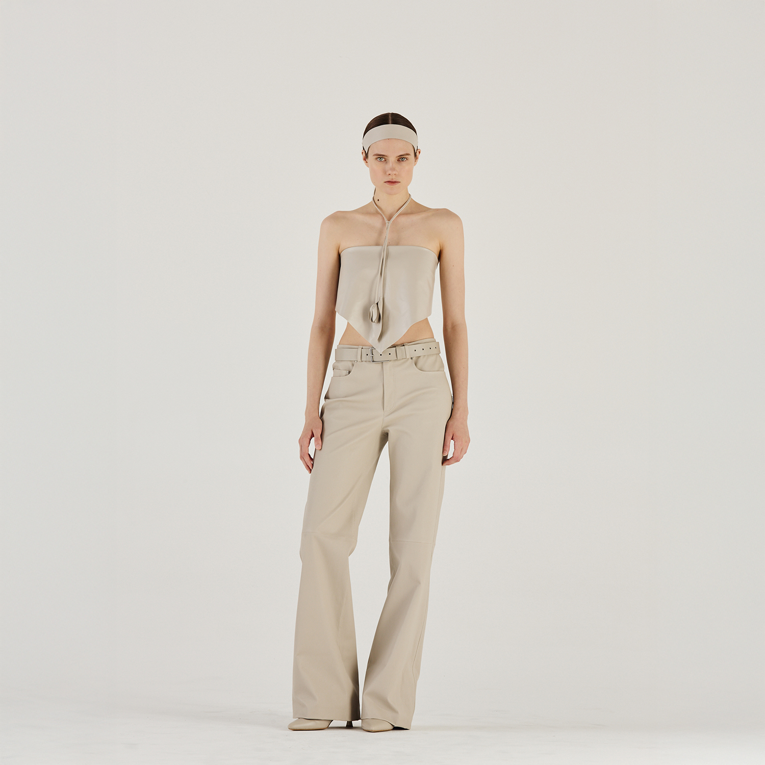 K14943 | LEATHER 5-POCKET STRAIGHT LEG PANTS