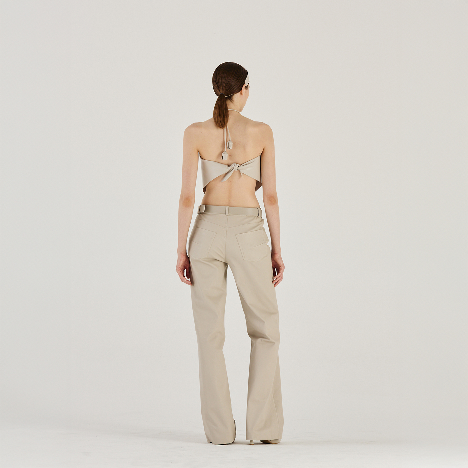 K14943 | LEATHER 5-POCKET STRAIGHT LEG PANTS