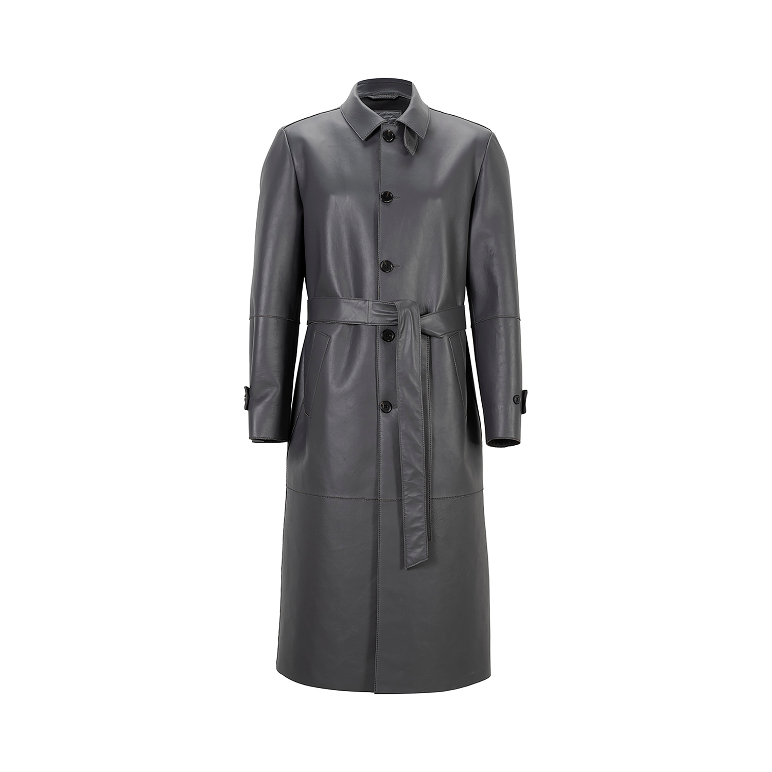 K15151 - LEATHER LONG CAR COAT
