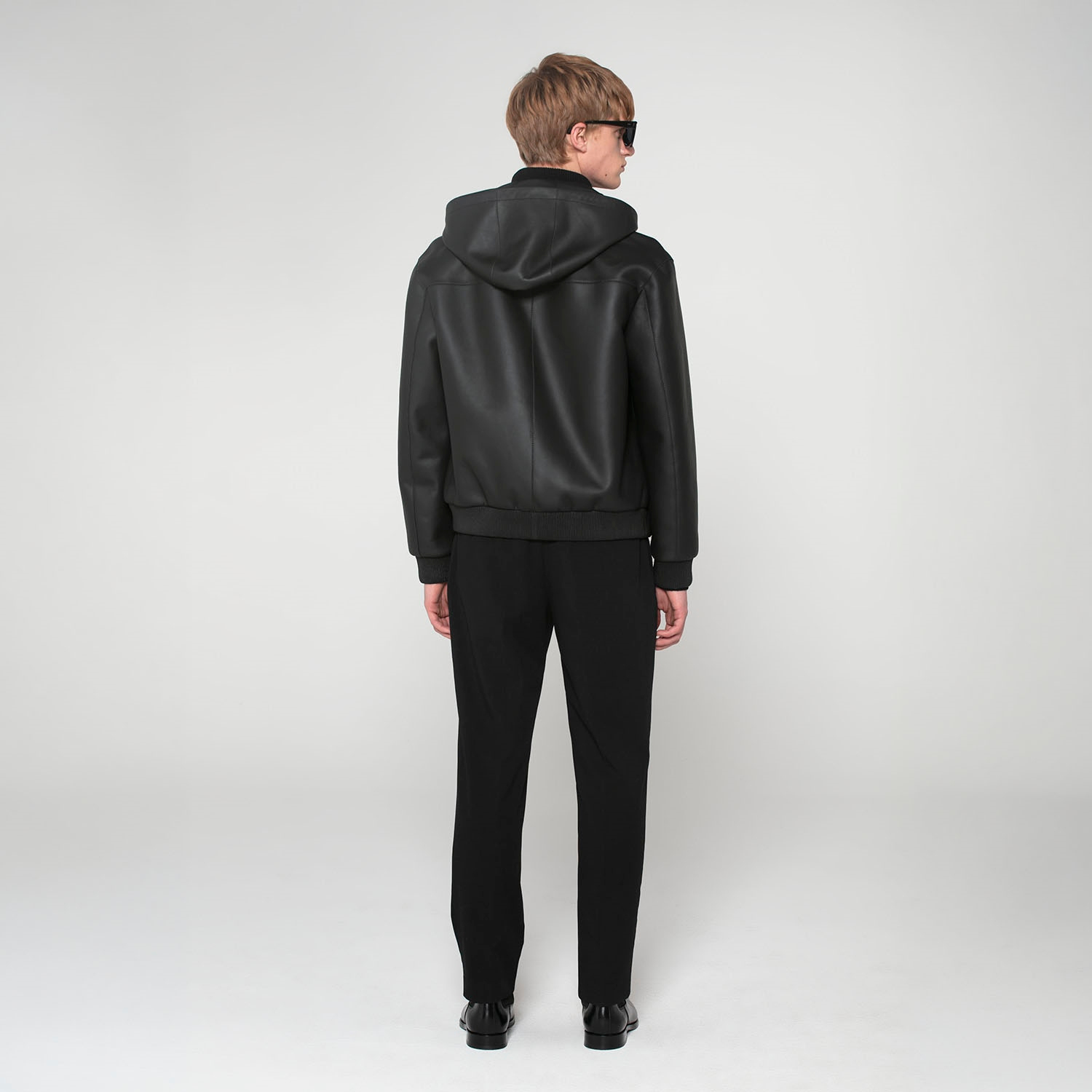 K15154 - LEATHER LAMINATED HOODIE JACKET