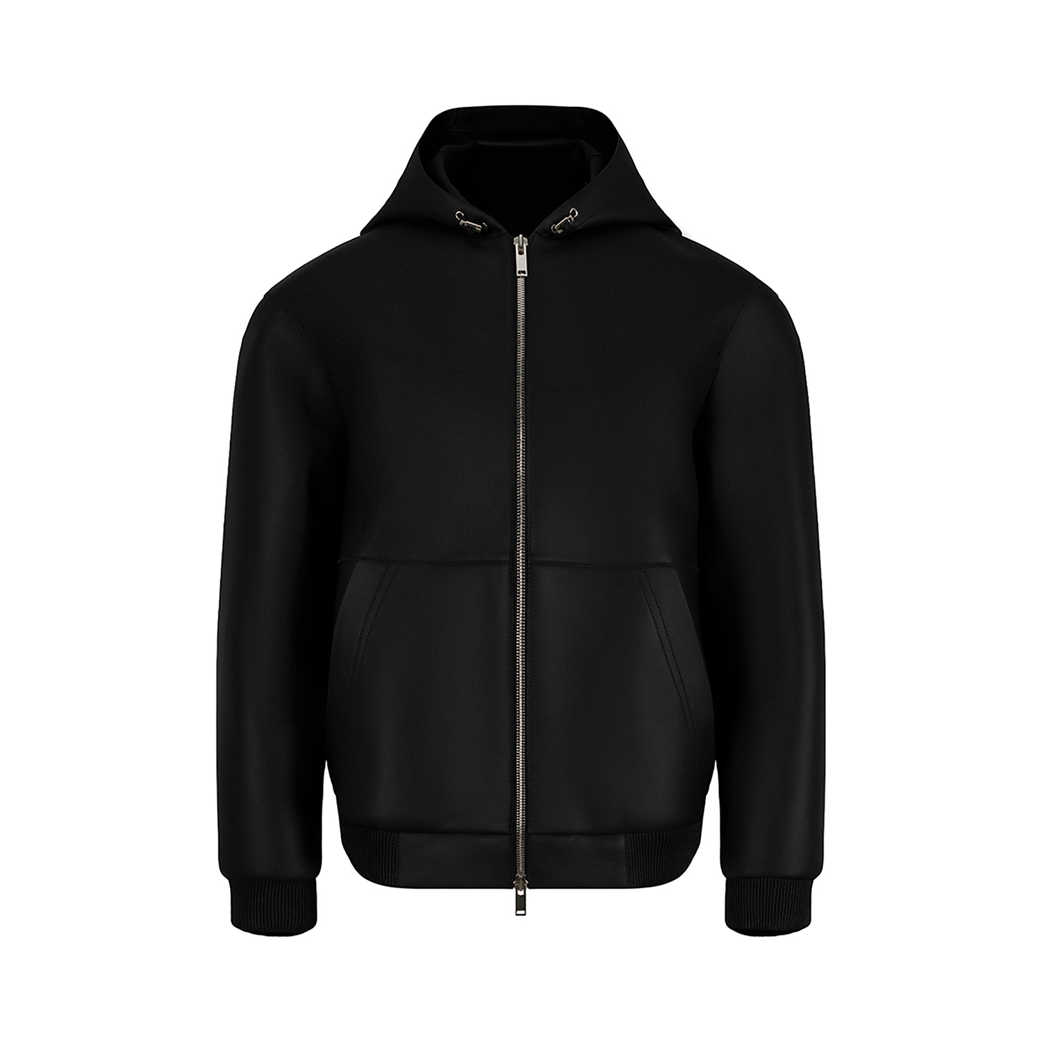 K15154 - LEATHER LAMINATED HOODIE JACKET
