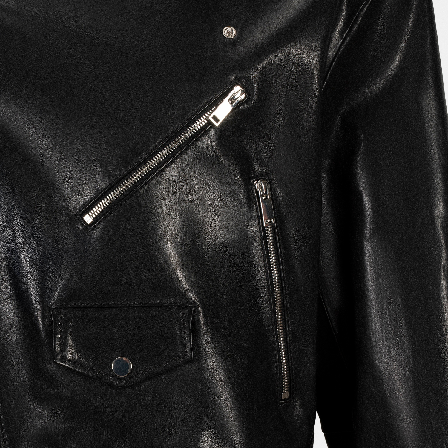 K15158 - LEATHER RELAXED FIT BIKER JACKET
