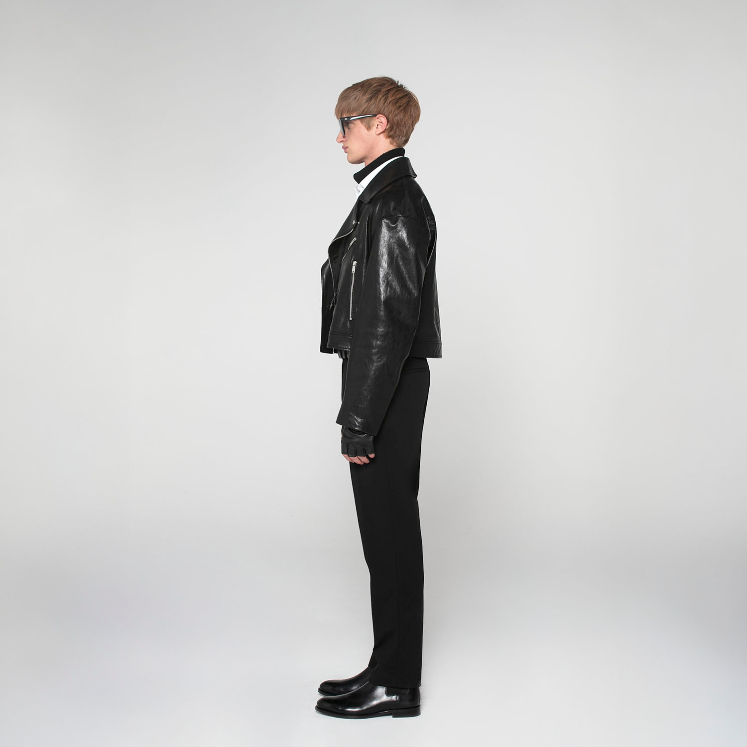 K15158 - LEATHER RELAXED FIT BIKER JACKET