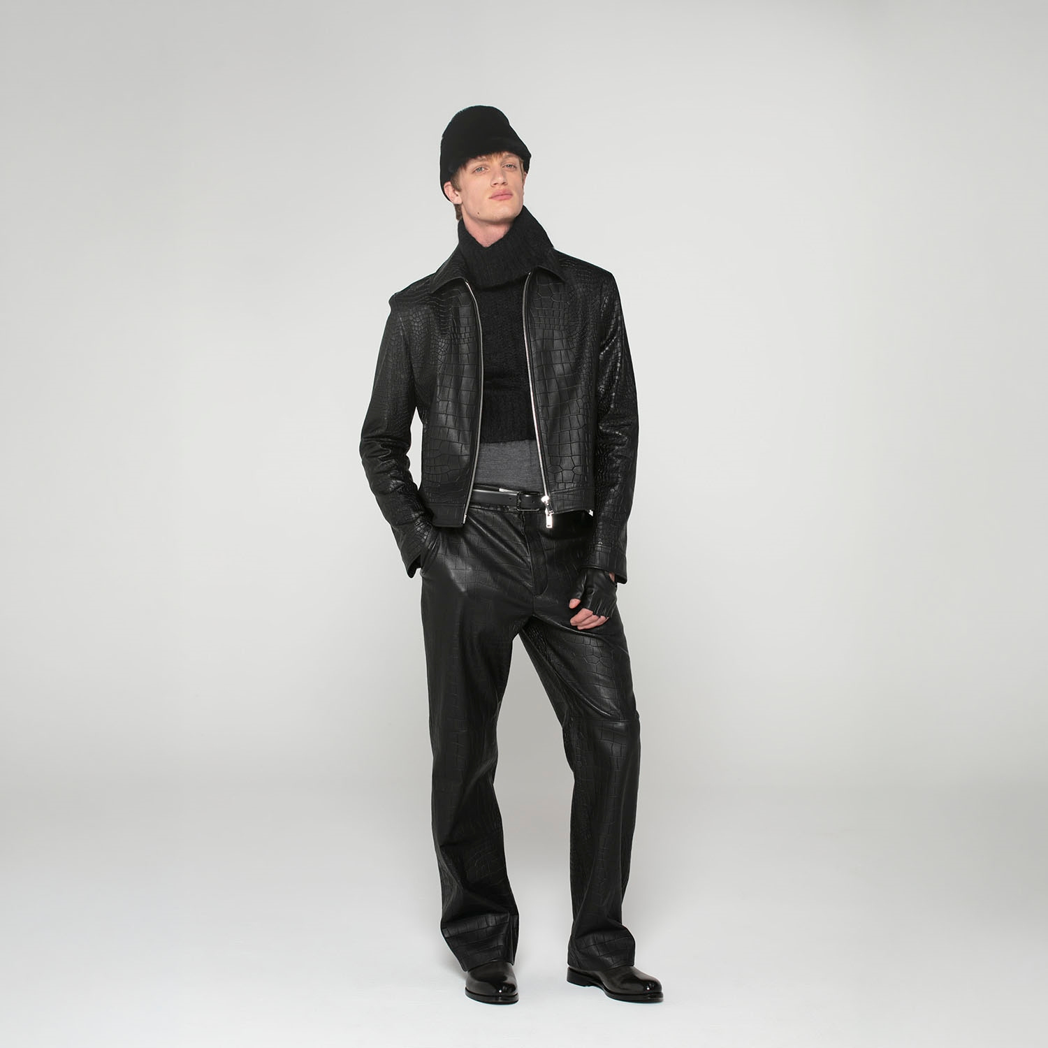 K15163 - LEATHER PANTS NAPPA CROCO STRETCH
