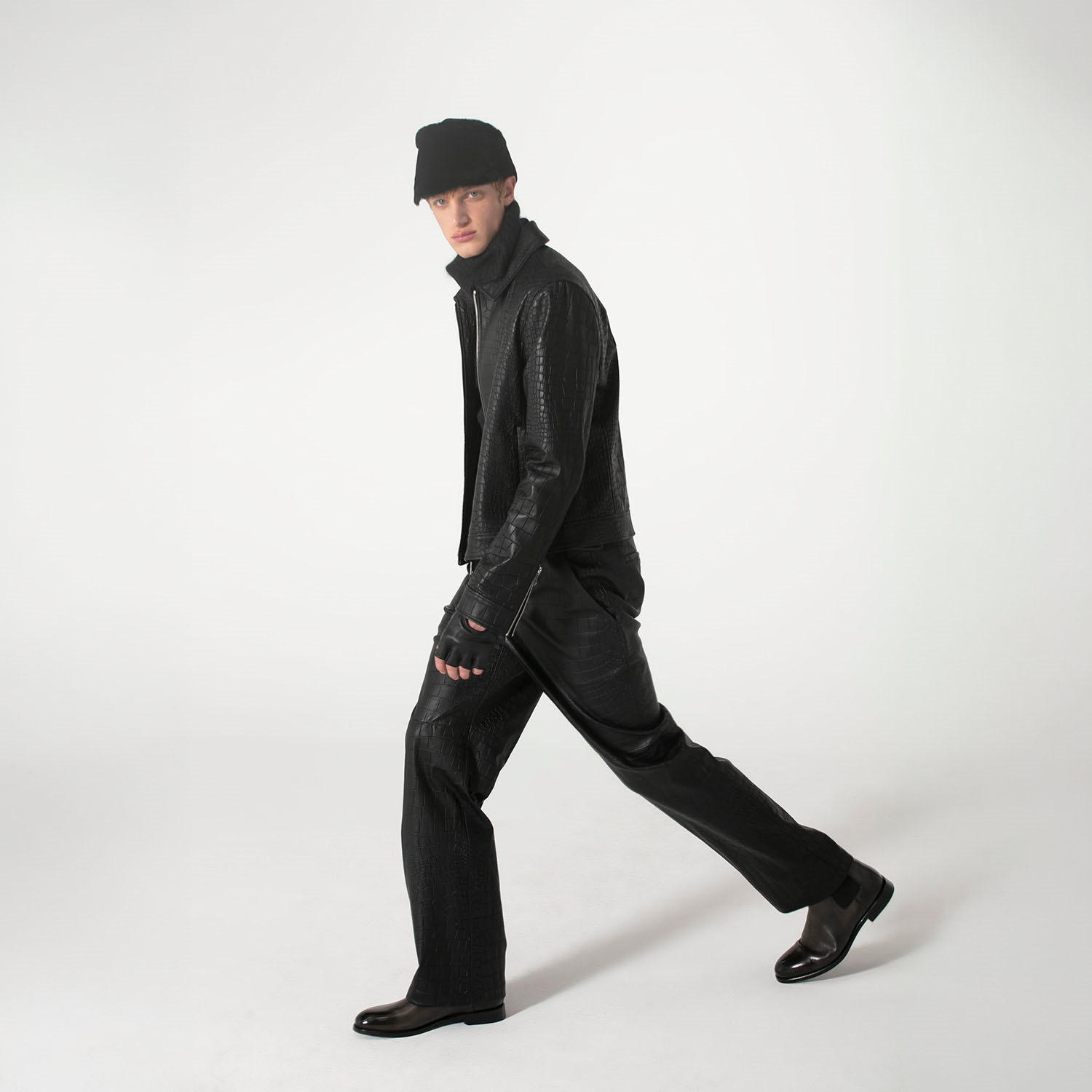 K15163 - LEATHER PANTS NAPPA CROCO STRETCH