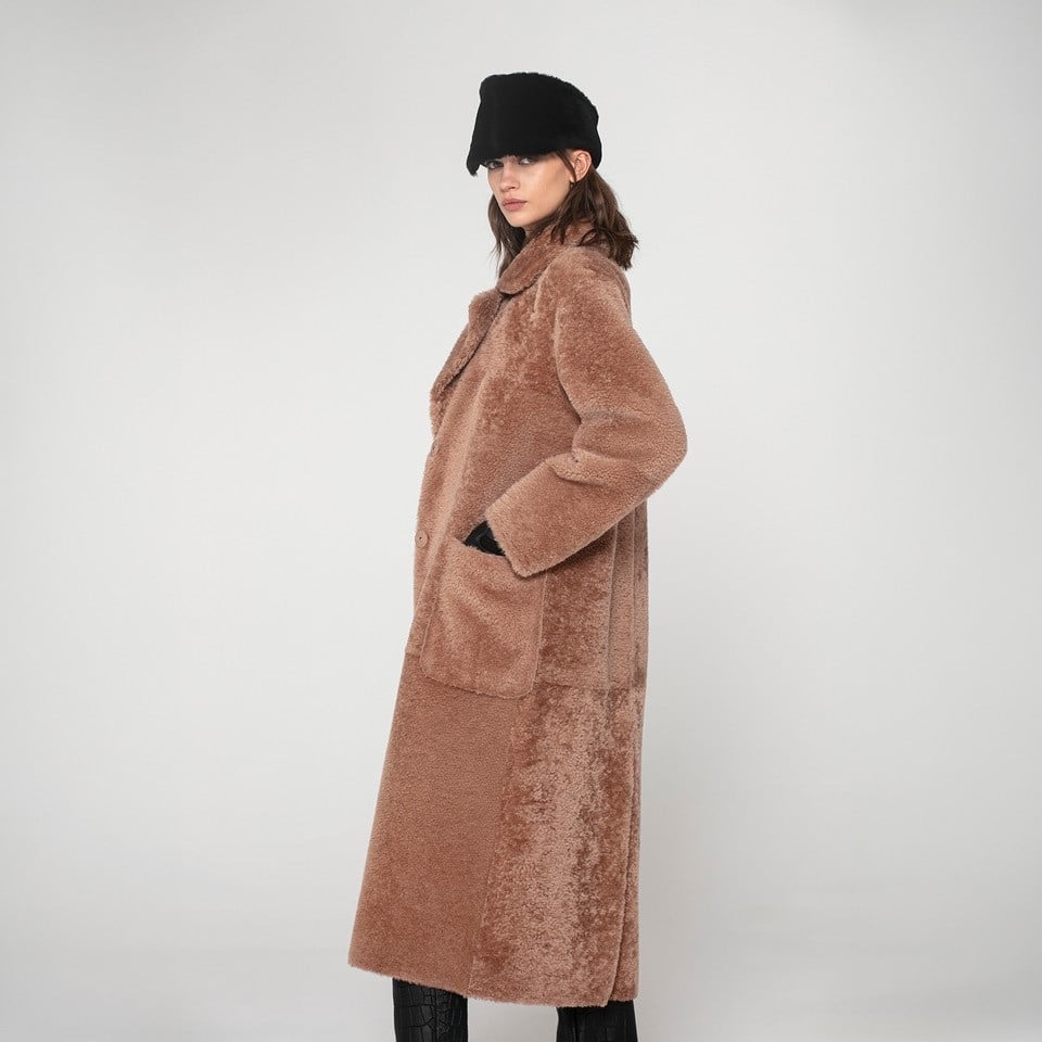 K15173-SHEARLING REVERSIBLE ROBE COAT