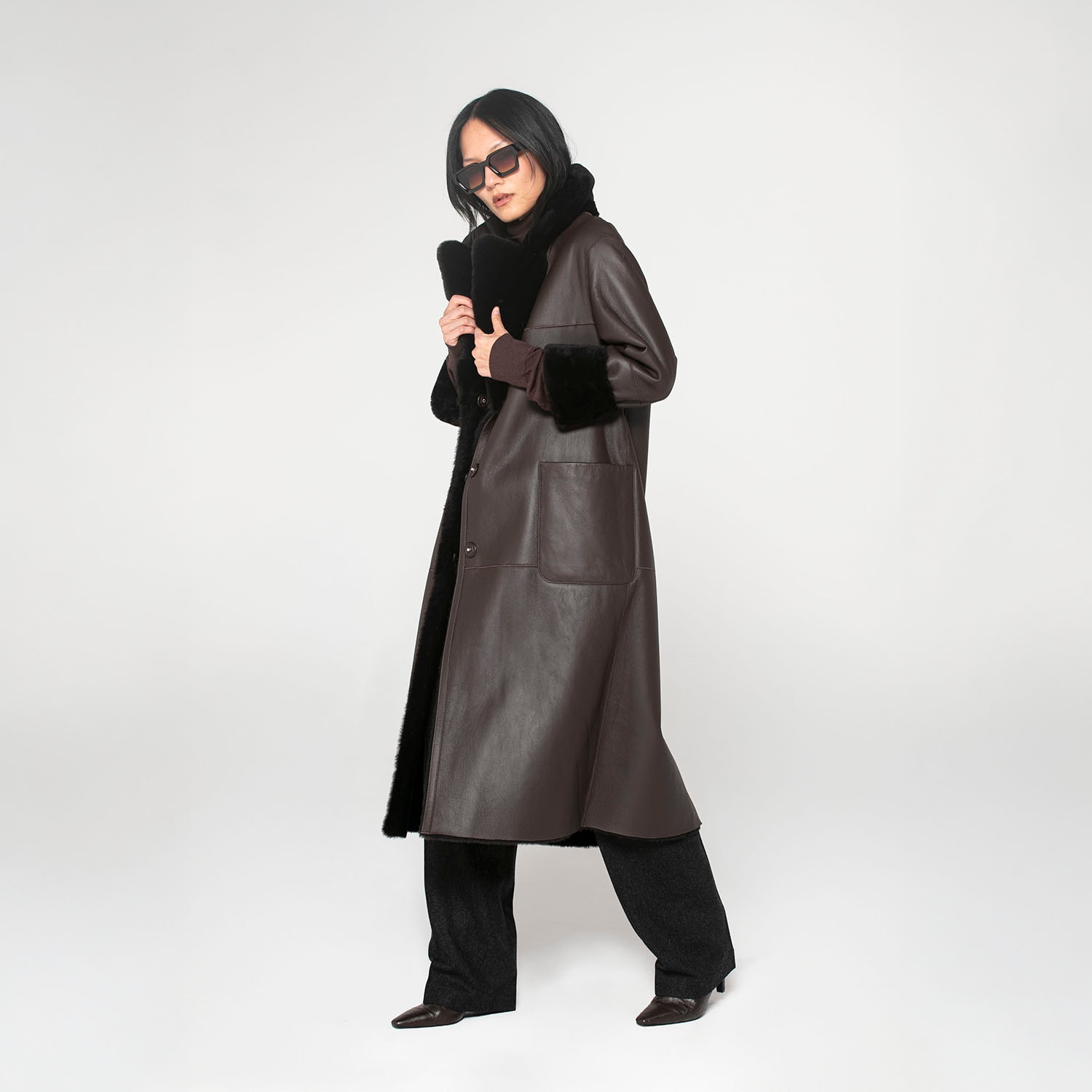 K151731- SHEARLING REVERSIBLE ROBE COAT