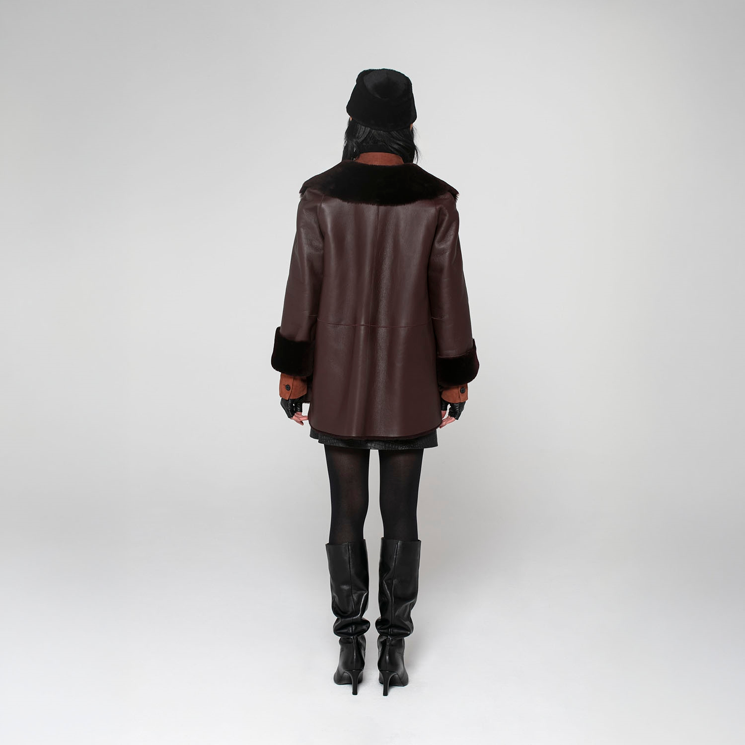 K15176- SHEARLING CAPE CABAN
