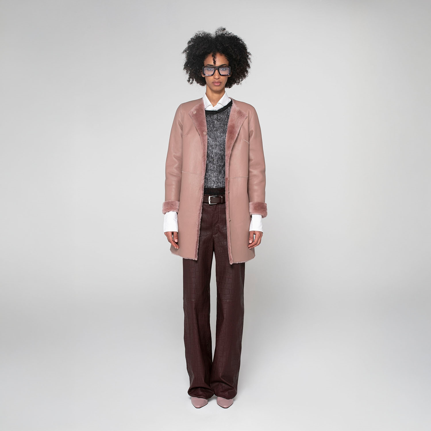 K15178-SHEARLING REVERSIBLE ROUND NECK CABAN