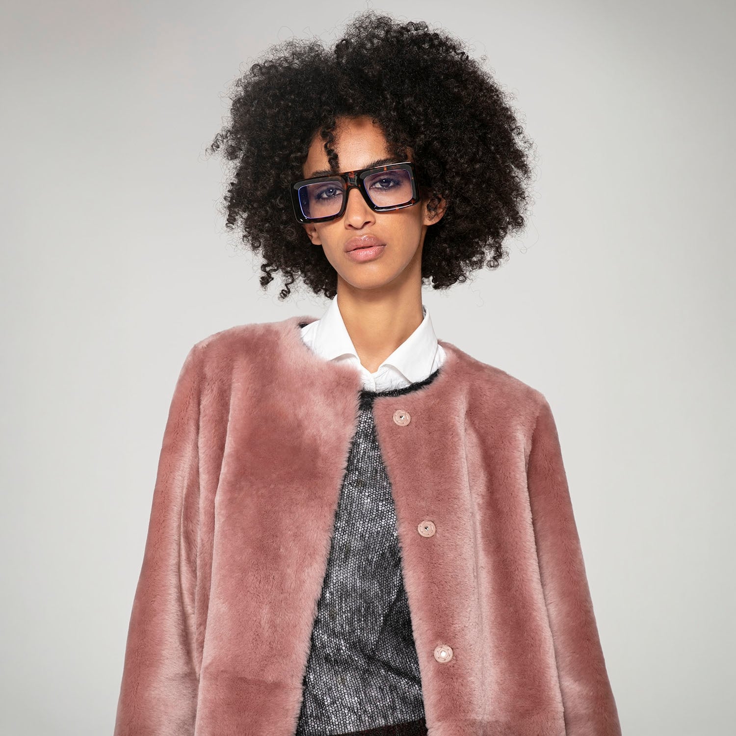 K15178-SHEARLING REVERSIBLE ROUND NECK CABAN