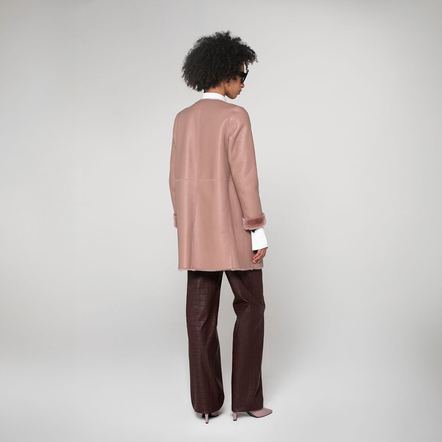 K15178-SHEARLING REVERSIBLE ROUND NECK CABAN
