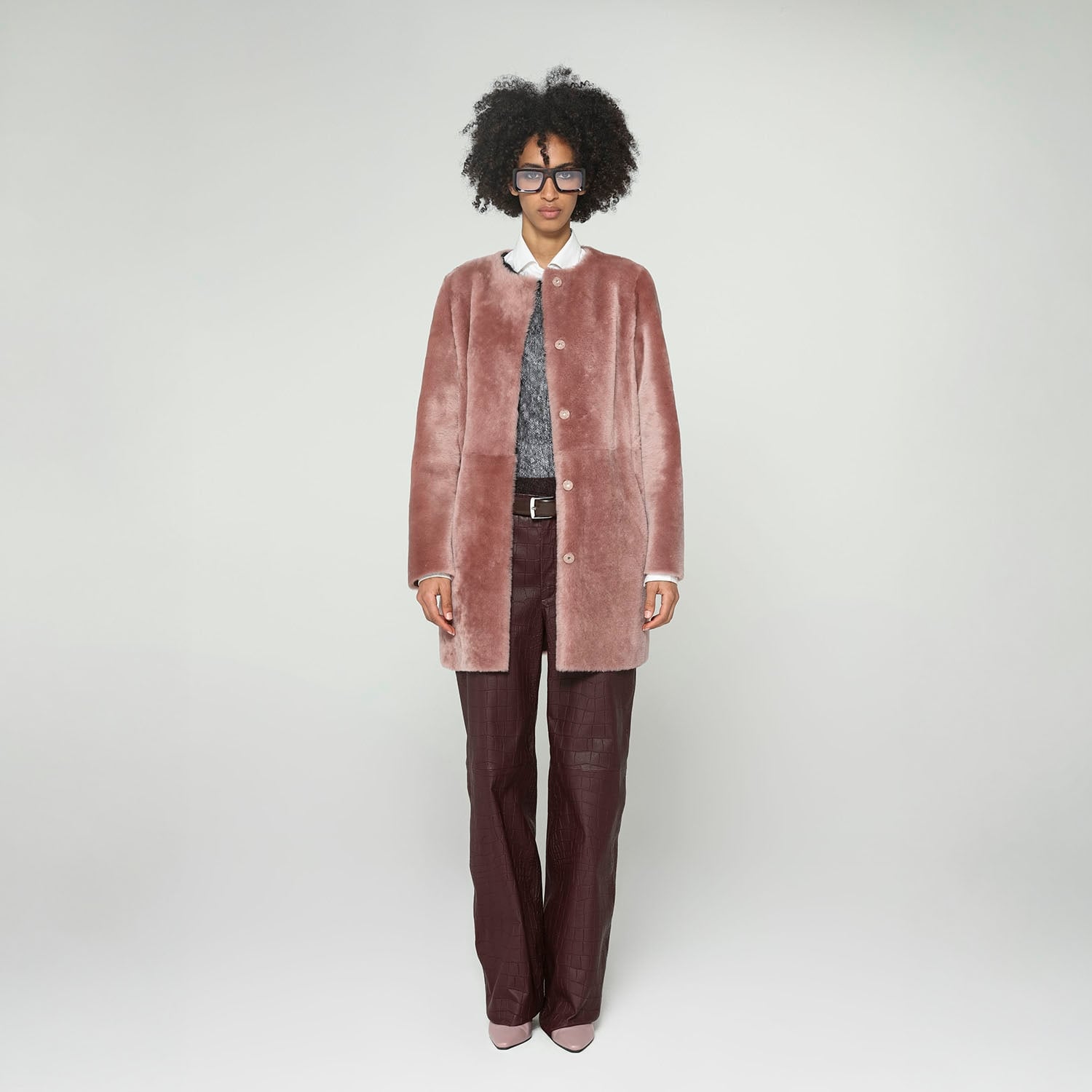 K15178-SHEARLING REVERSIBLE ROUND NECK CABAN
