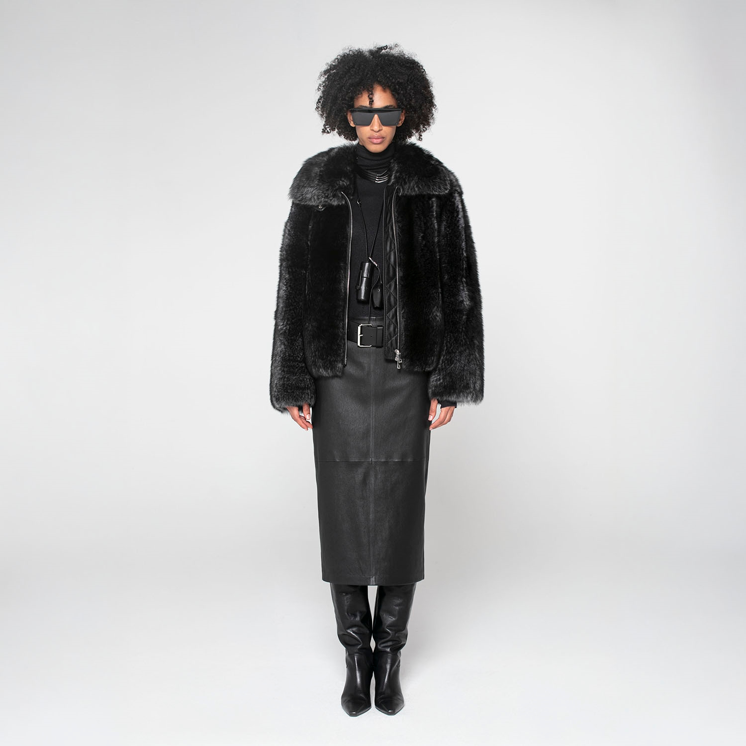 K15182 - SHEARLING HIGH COLLAR JACKET