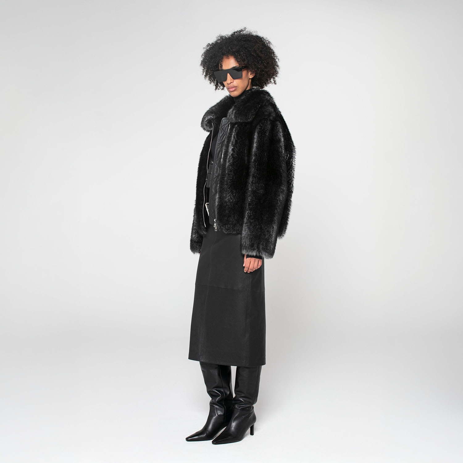 K15182 - SHEARLING HIGH COLLAR JACKET