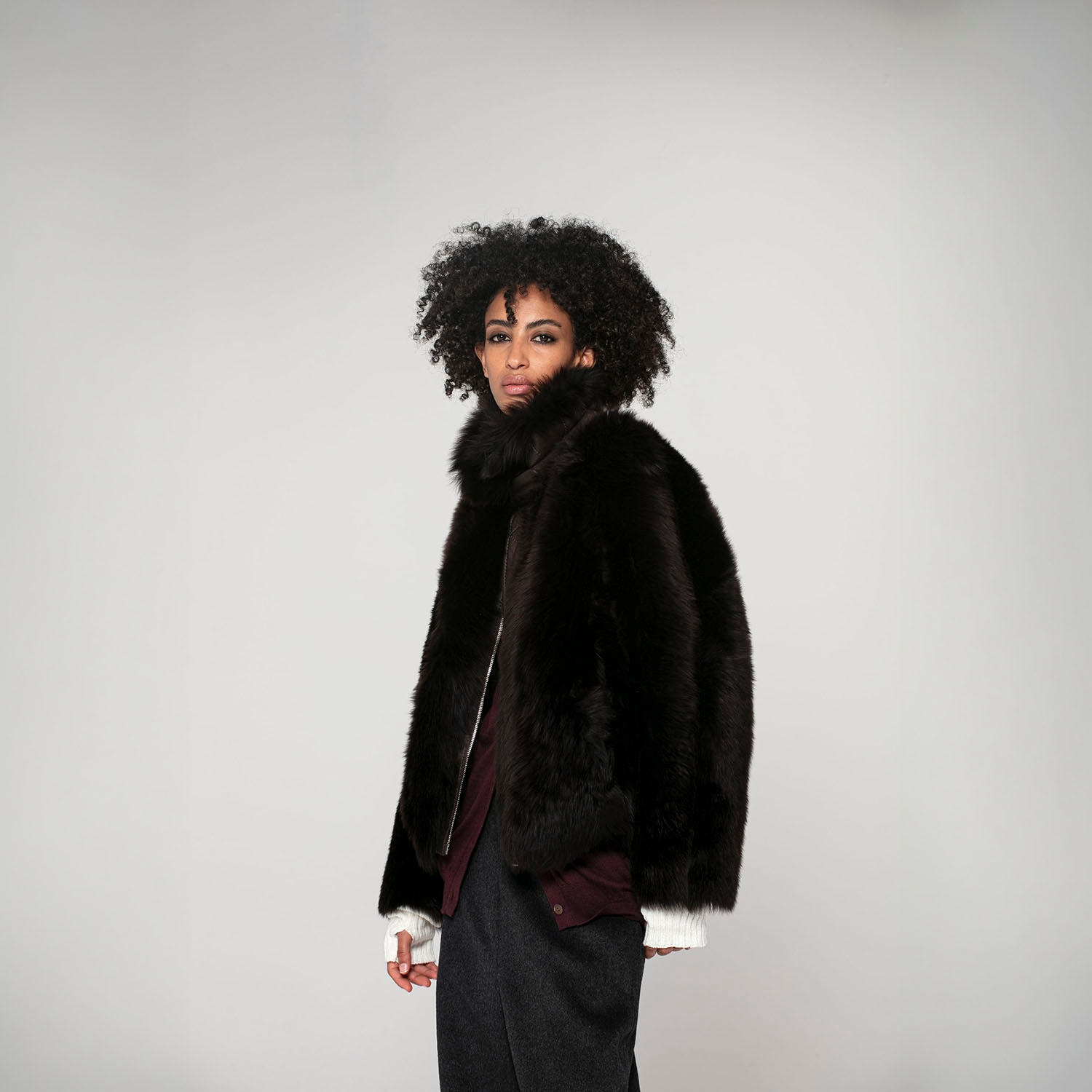 K151821 - SHEARLING HIGH COLLAR JACKET