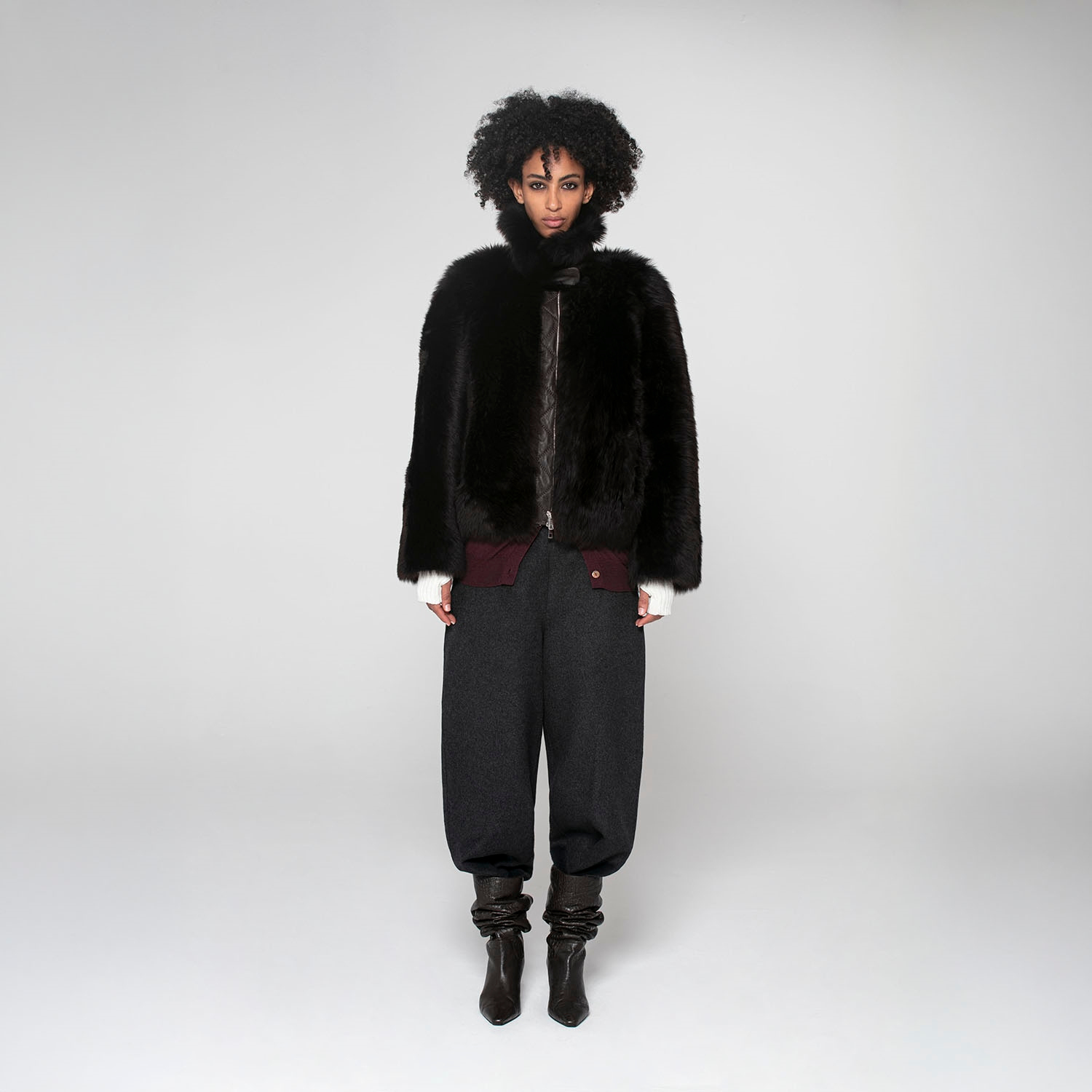 K151821 - SHEARLING HIGH COLLAR JACKET