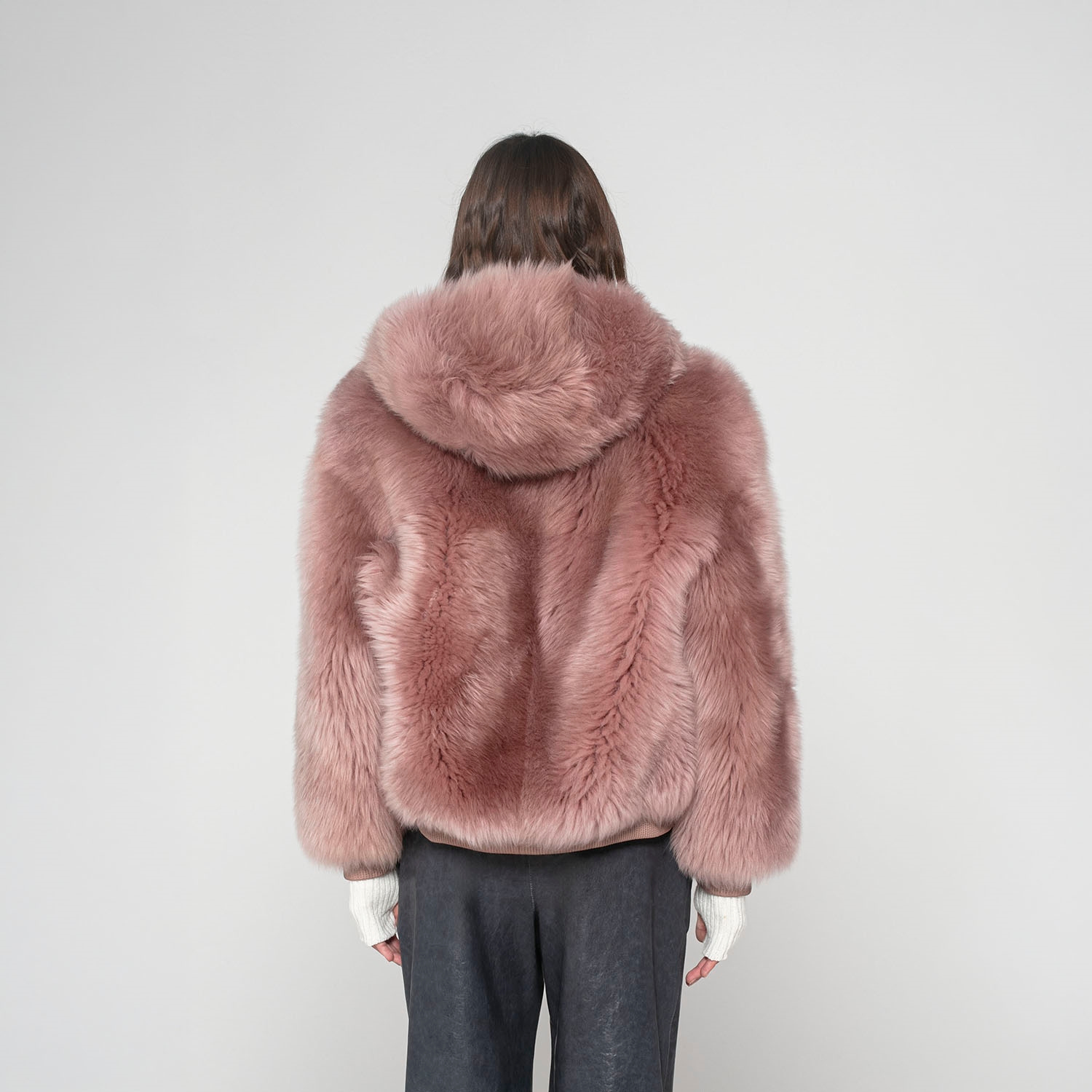 K151841- SHEARLING HOODIE JACKET