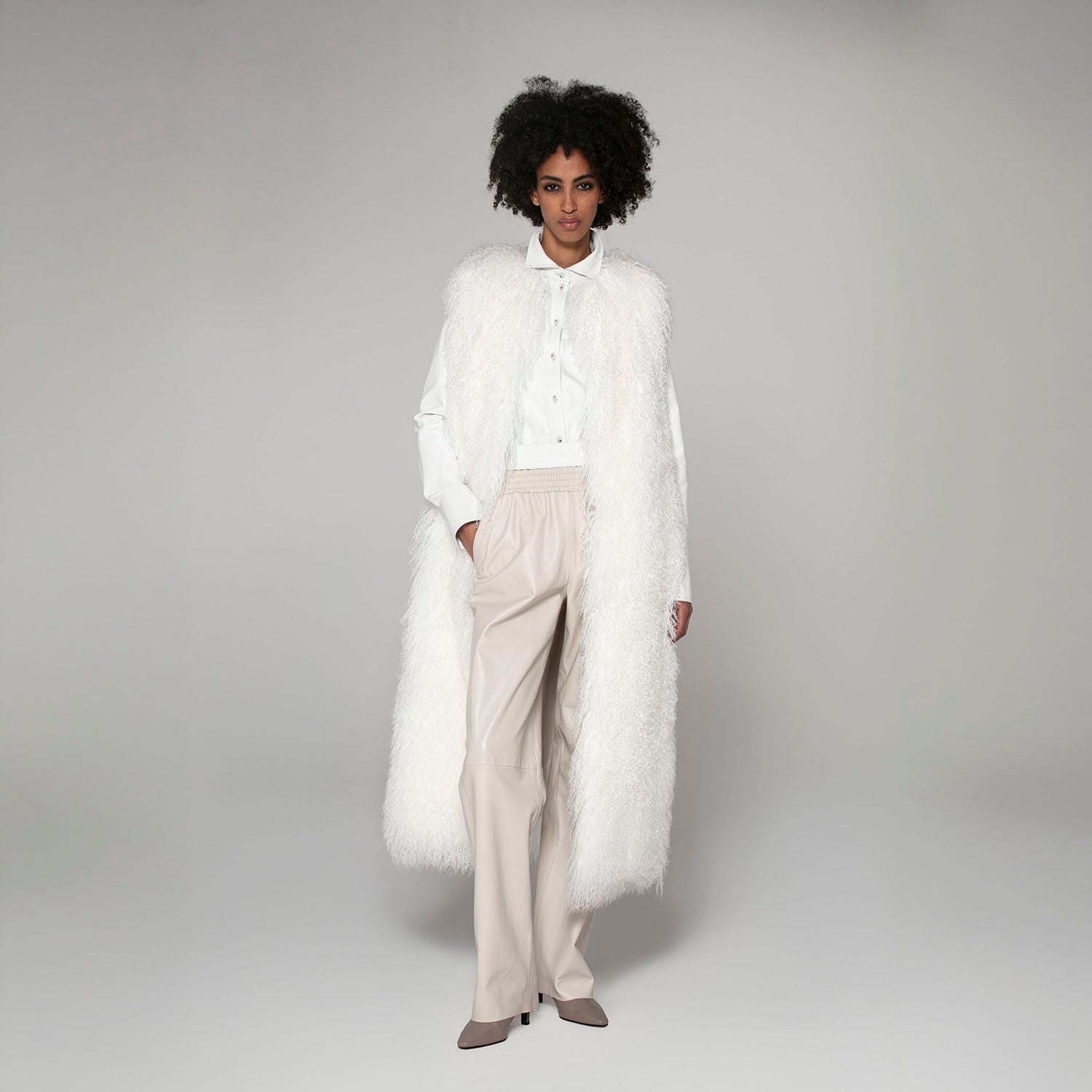 K15185-SHEARLING LONG GILET