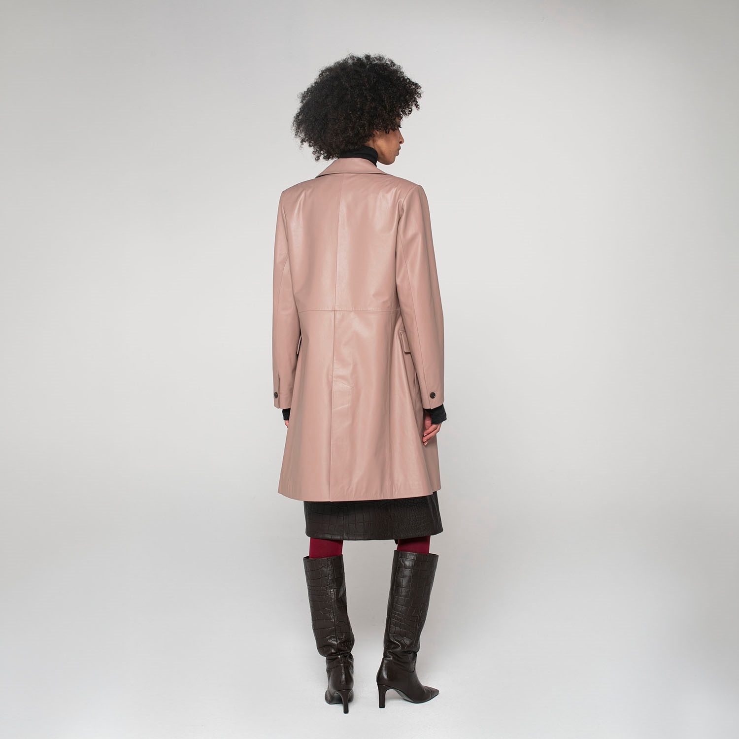 K15189 - LEATHER DOUBLE-BREASTED COAT