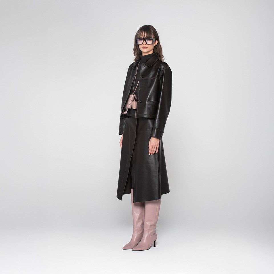 K15192 - LEATHER BOXY FIT JACKET
