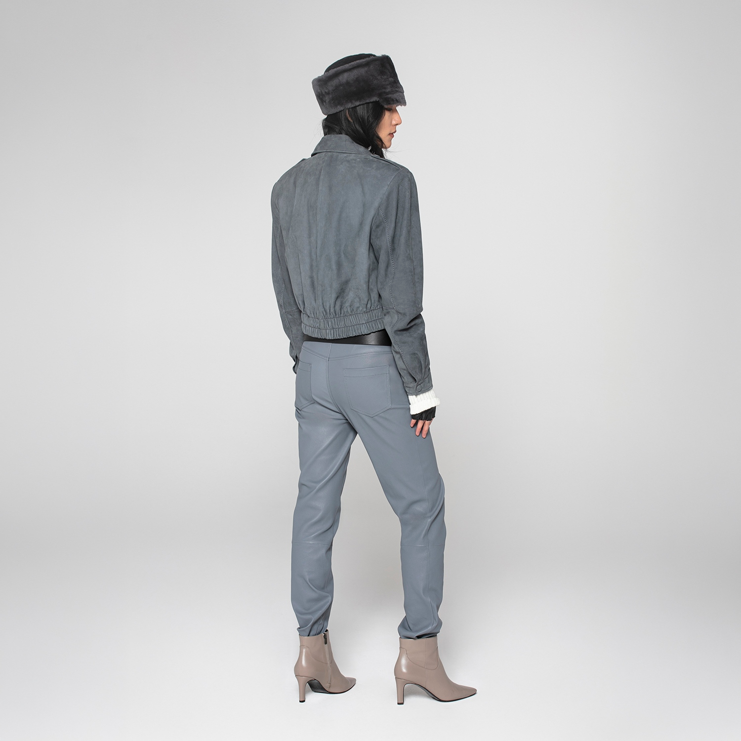 K151941 - LEATHER CROPPED JEANS TYPE JACKET