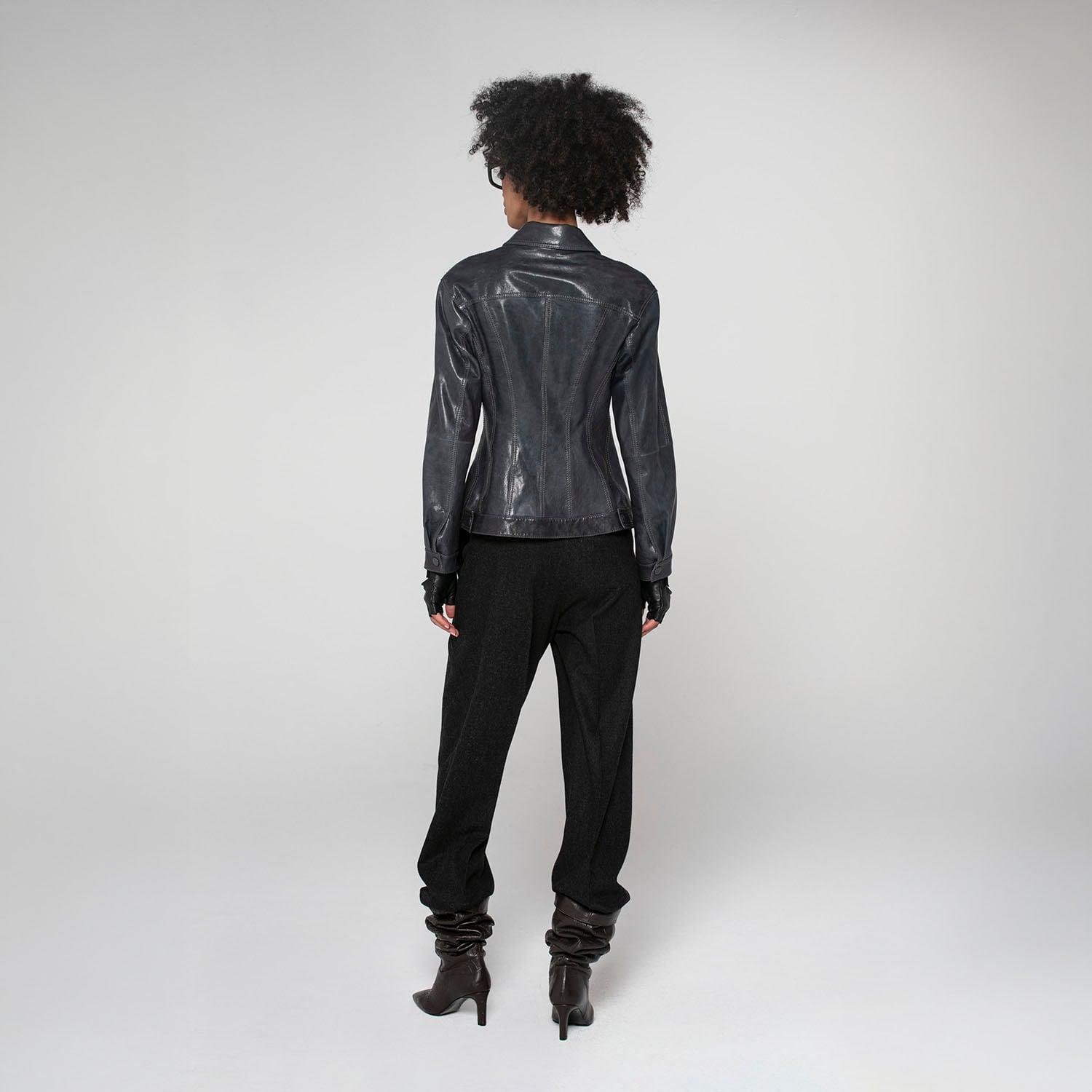 K15198 - LEATHER CLESSIDRA JEANS TYPE JACKET