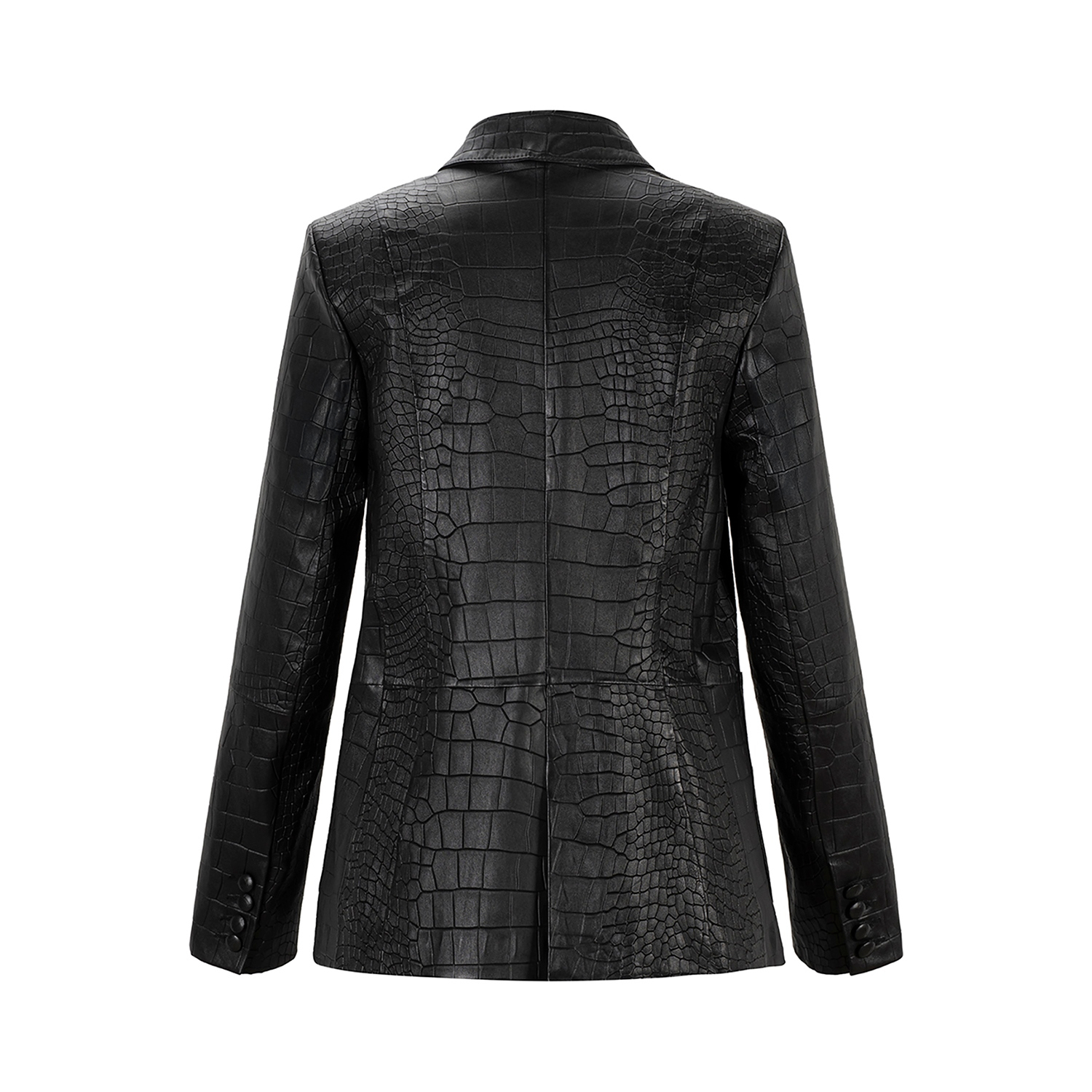 K151991- LEATHER DOUBLE- BREASTED BLAZER