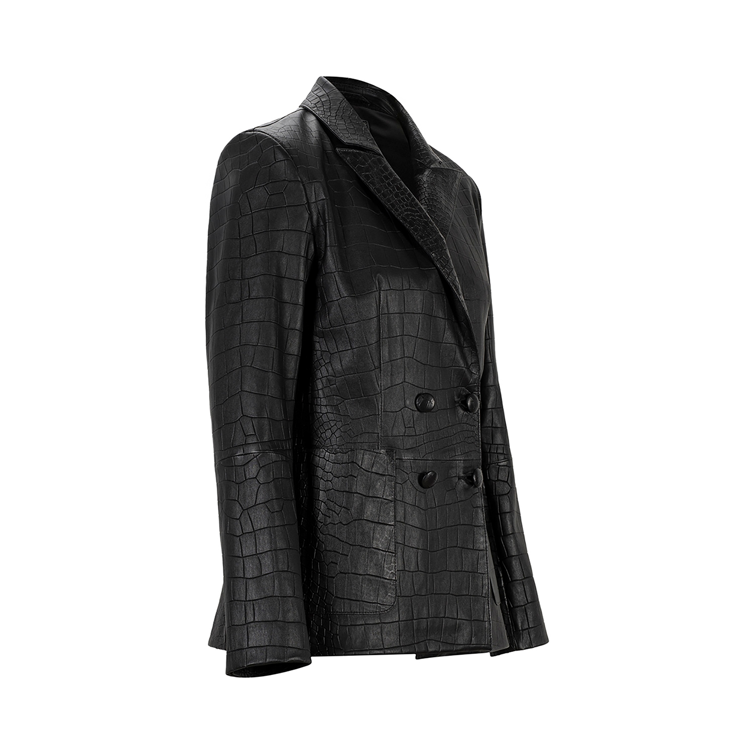 K151991- LEATHER DOUBLE- BREASTED BLAZER