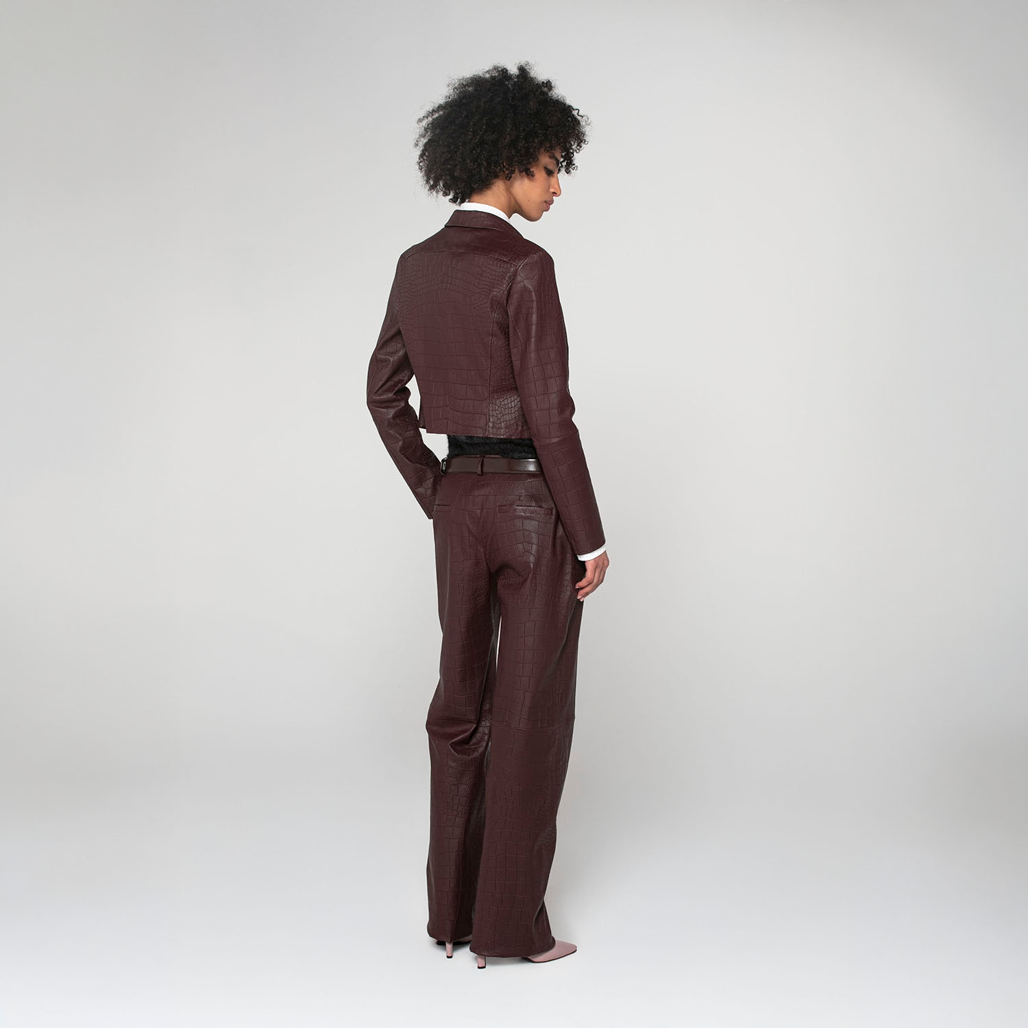 K15201 - LEATHER SHORT COLLAR JACKET