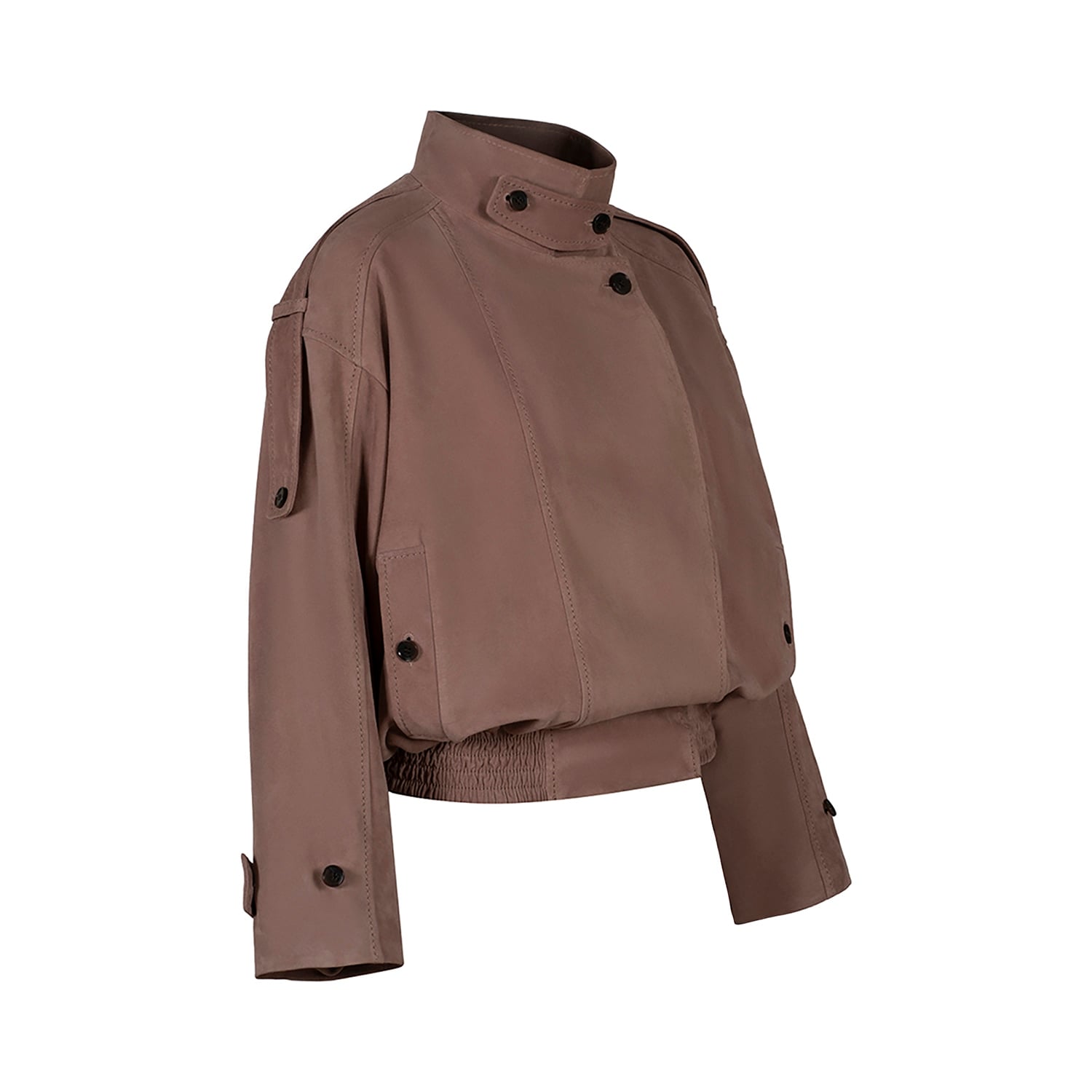 K152021 - LEATHER HIGH COLLAR BOMBER