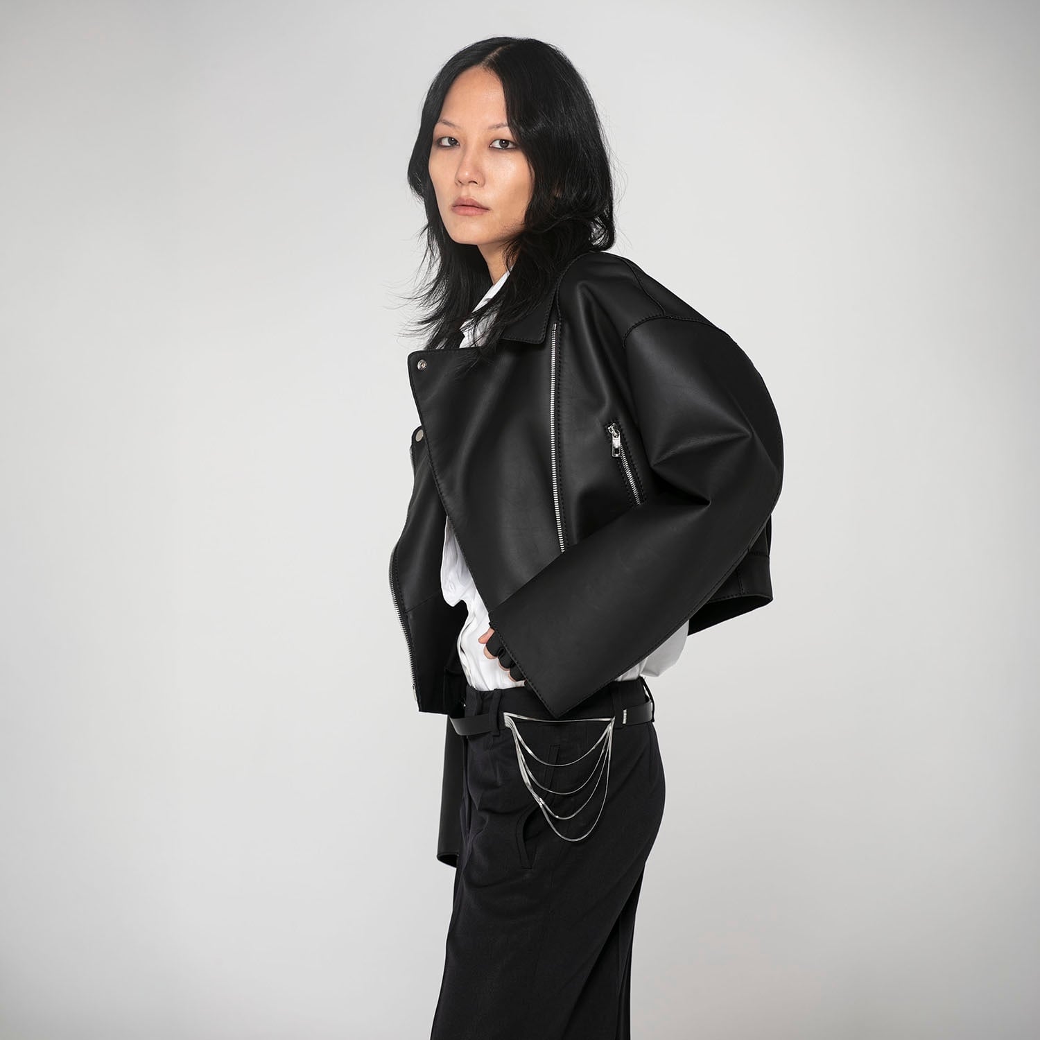 K15204 - LEATHER RELAXED FIT BIKER