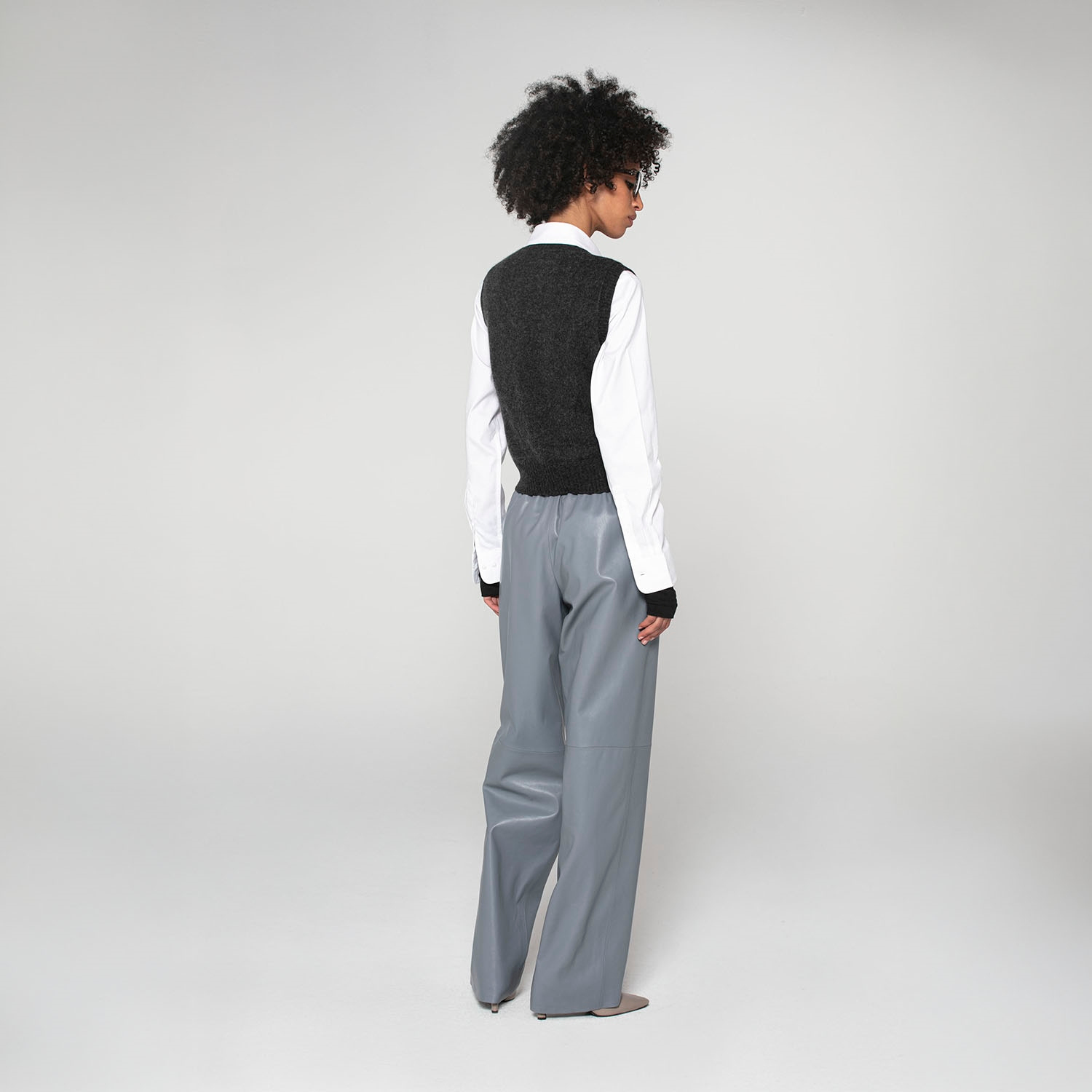 K15211- LEATHER ELASTIC WAISTBAND TROUSERS