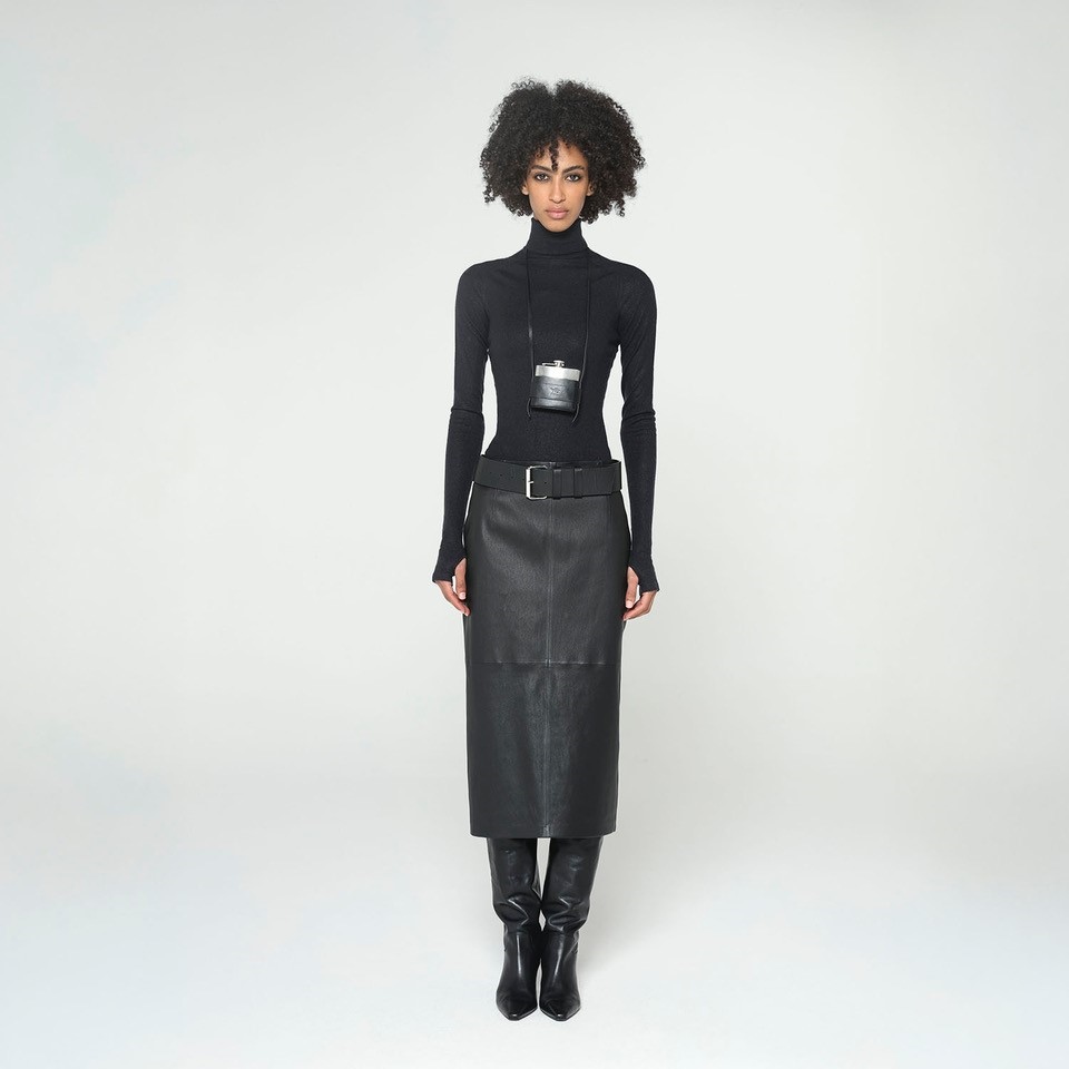 K15217 - LEATHER PENCIL STRETCH SKIRT