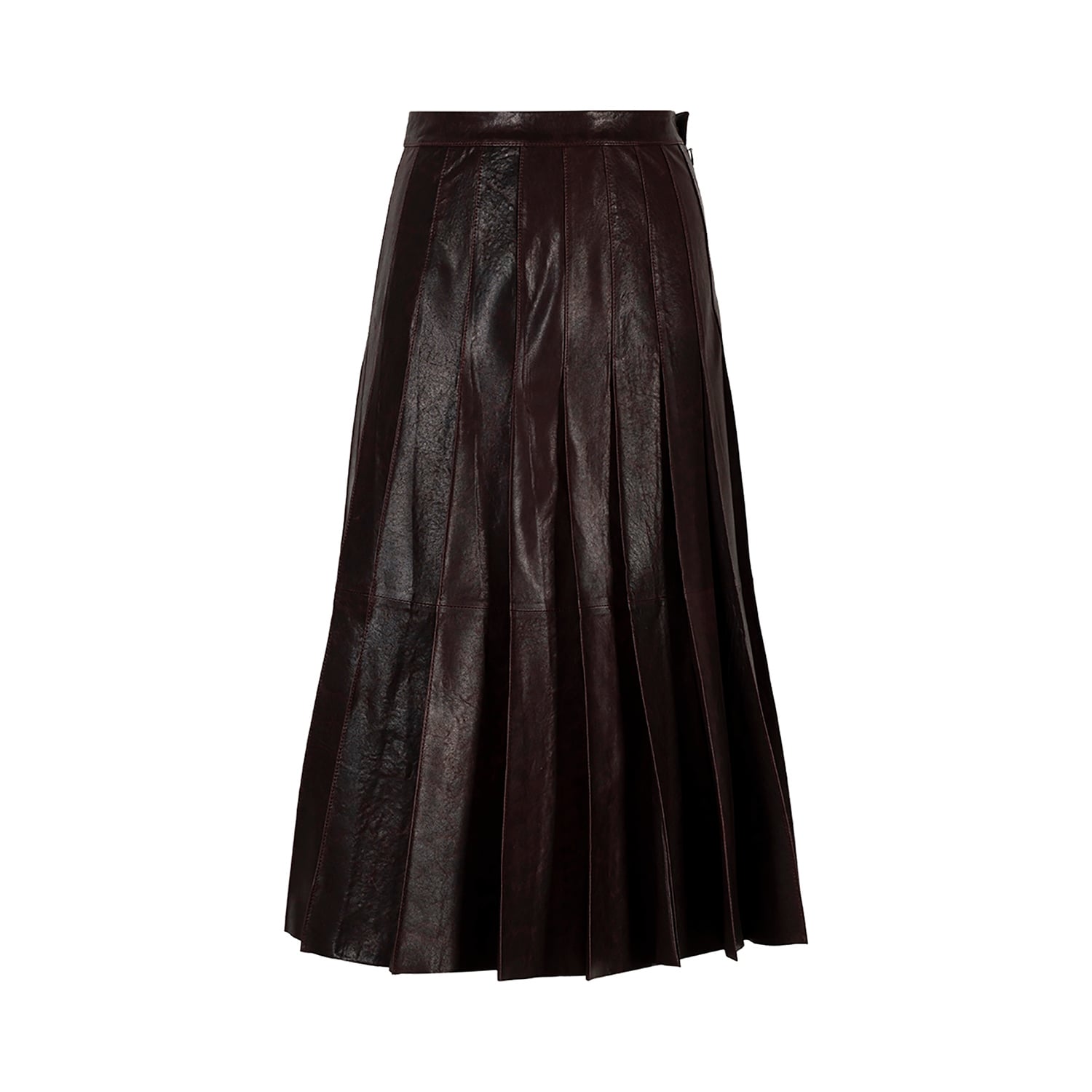 K15218 - LEATHER CUT PLEATS SKIRT 