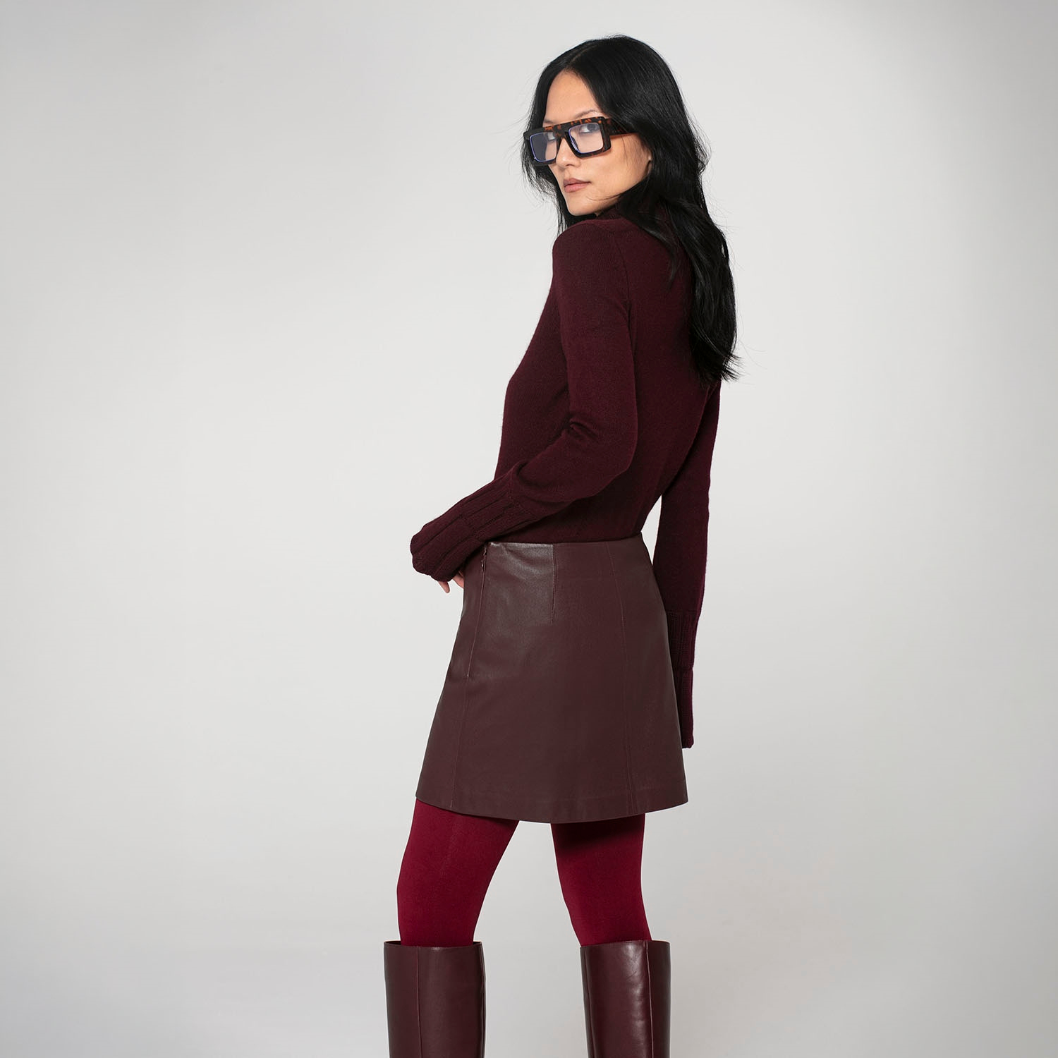 K152201 - LEATHER MINI STRETCH SKIRT