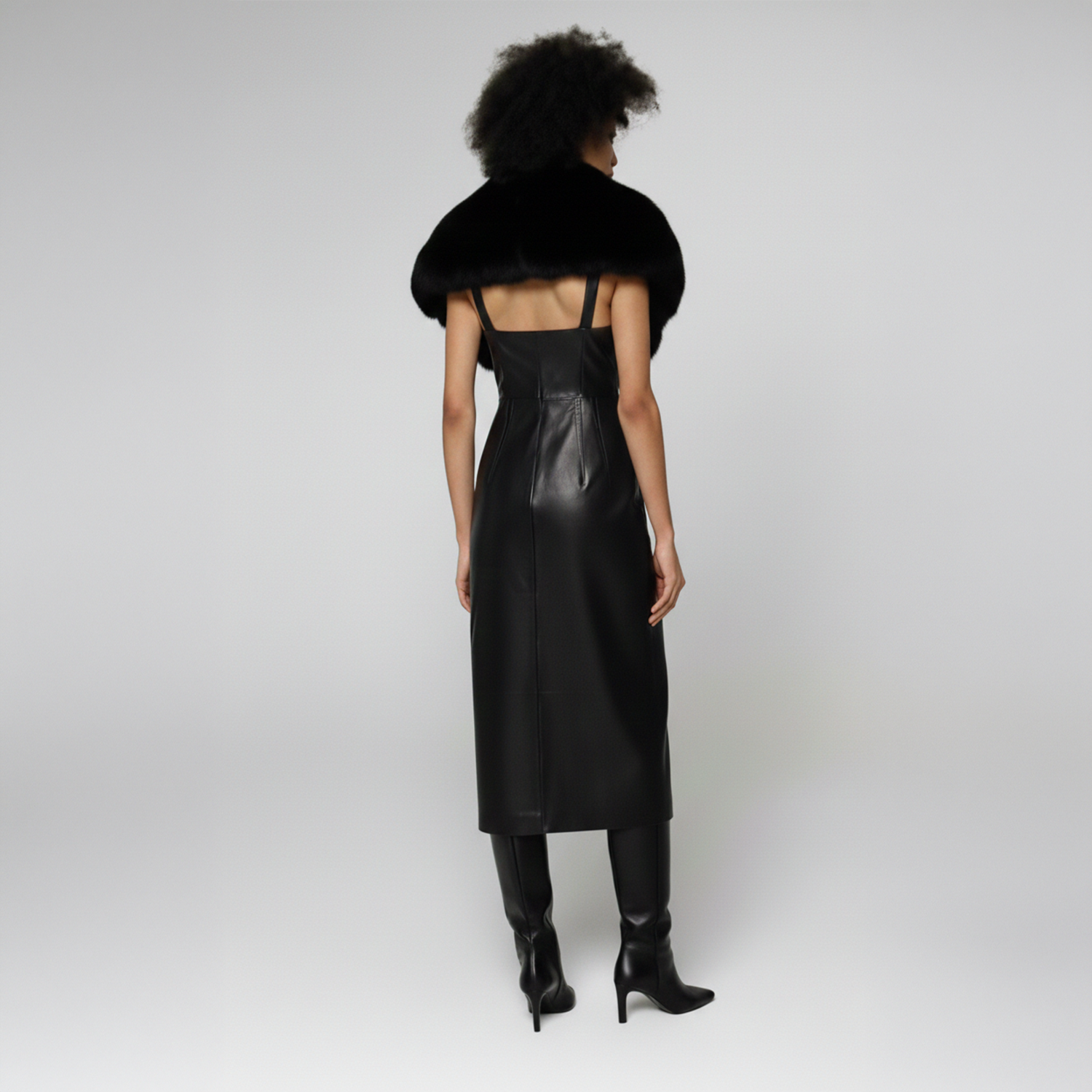 K15222 - LEATHER SKIN-TIGHT DRESS