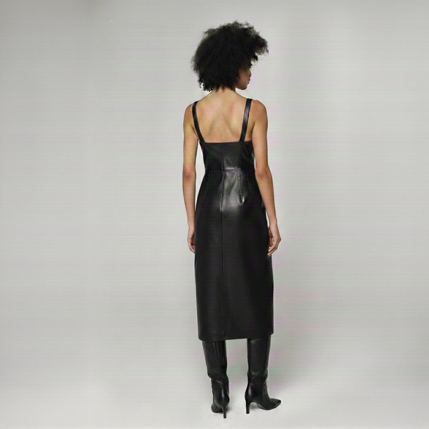 K15222 - LEATHER SKIN-TIGHT DRESS