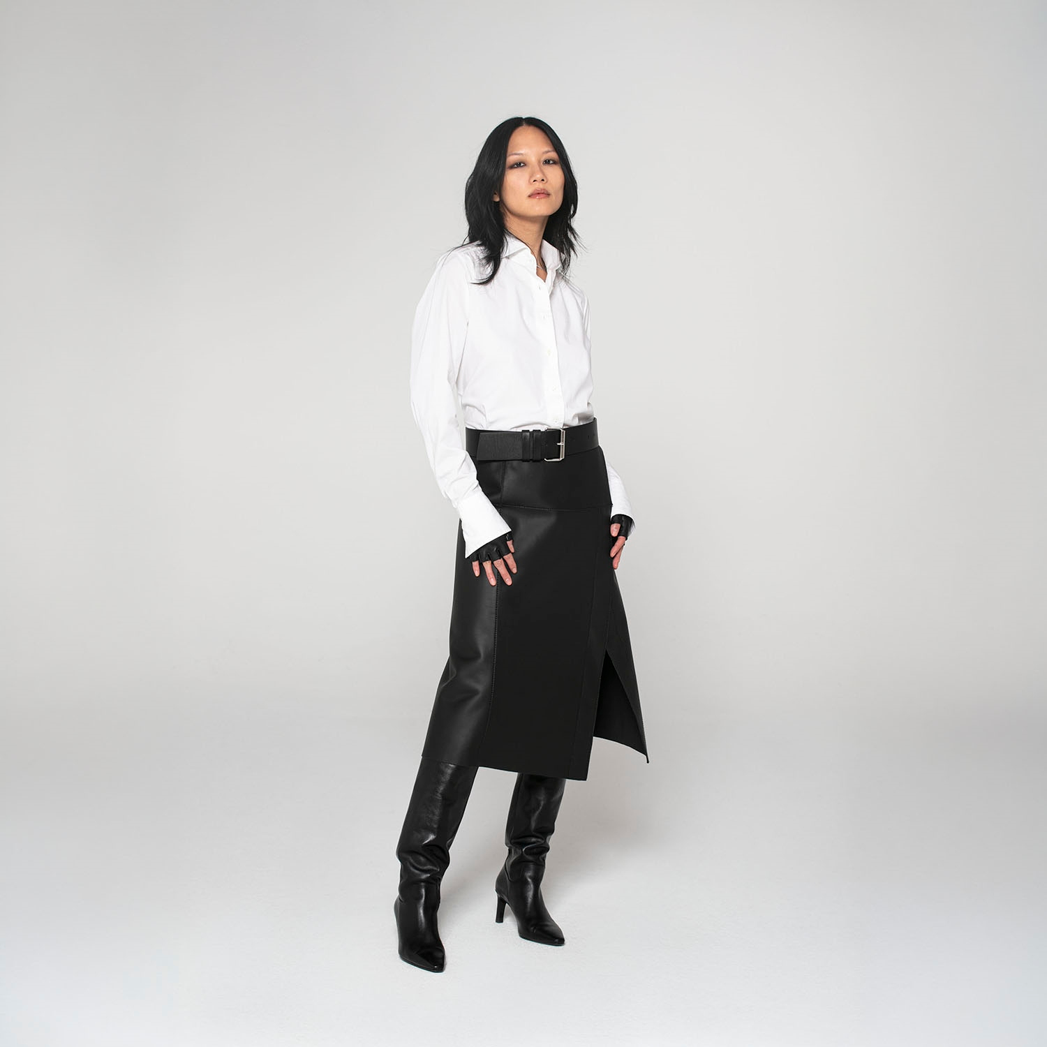 K15259 - LEATHER WRAP SKIRT