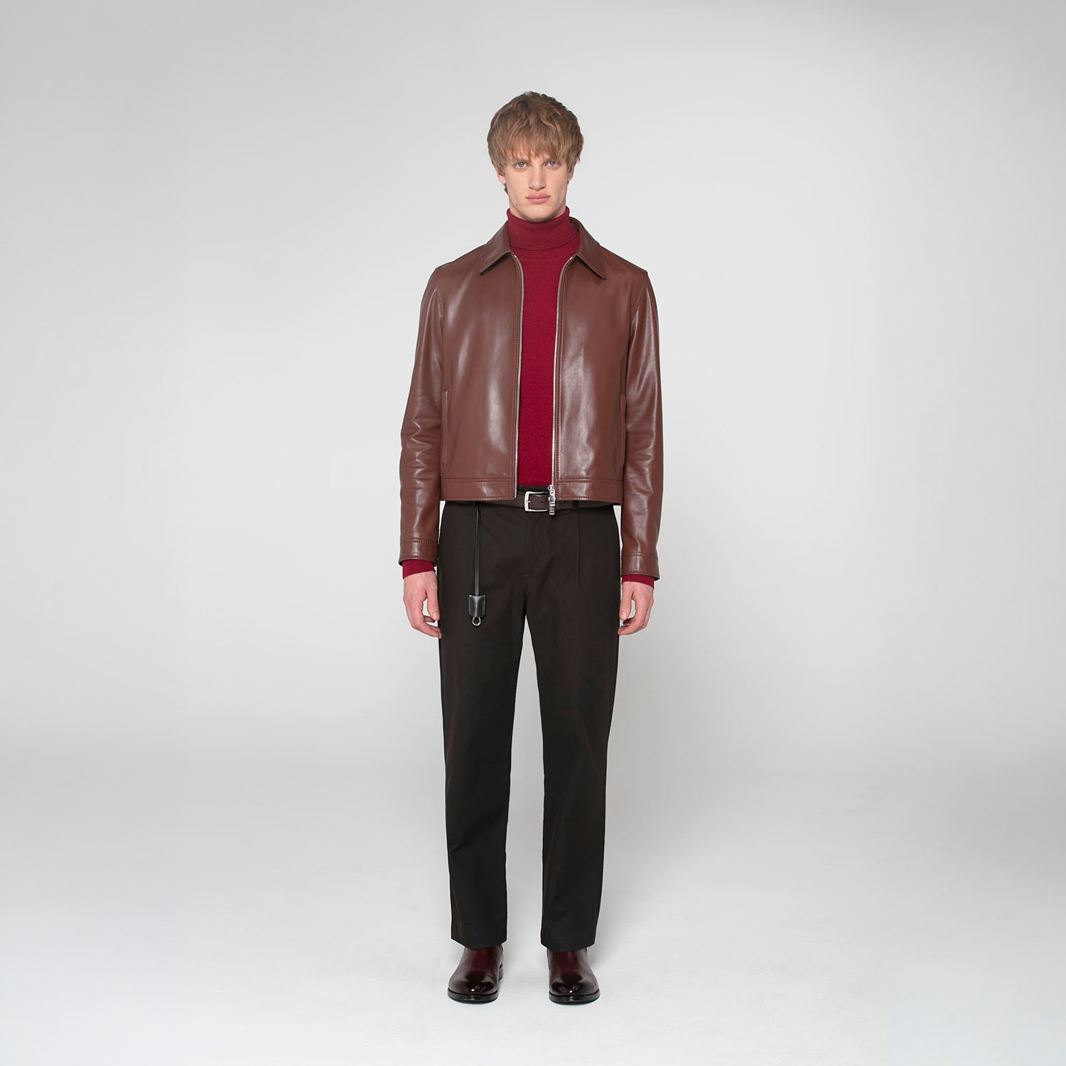 K15268 - LEATHER FITTED BLOUSON JACKET