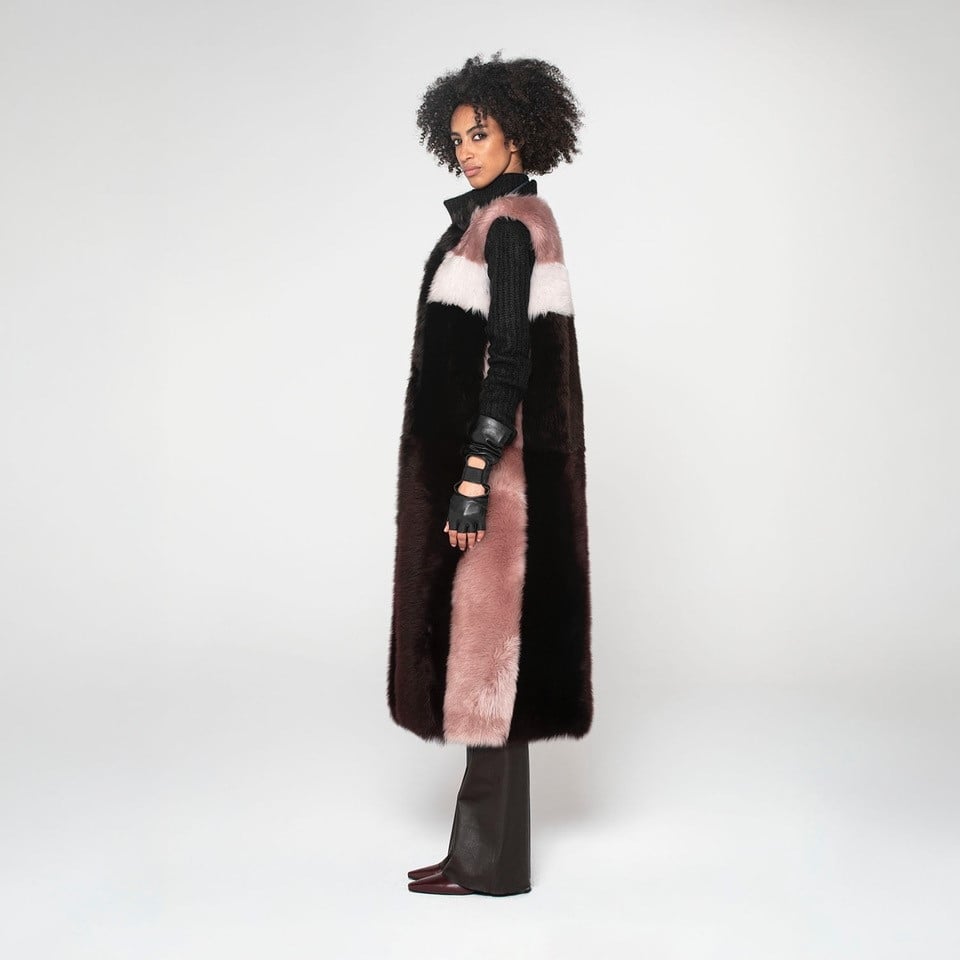 K15275- SHEARLING LONG GILET 