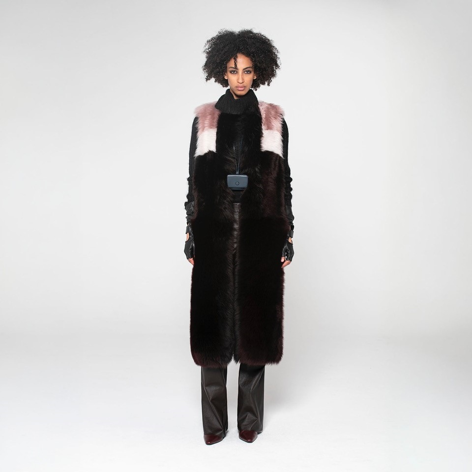 K15275- SHEARLING LONG GILET 