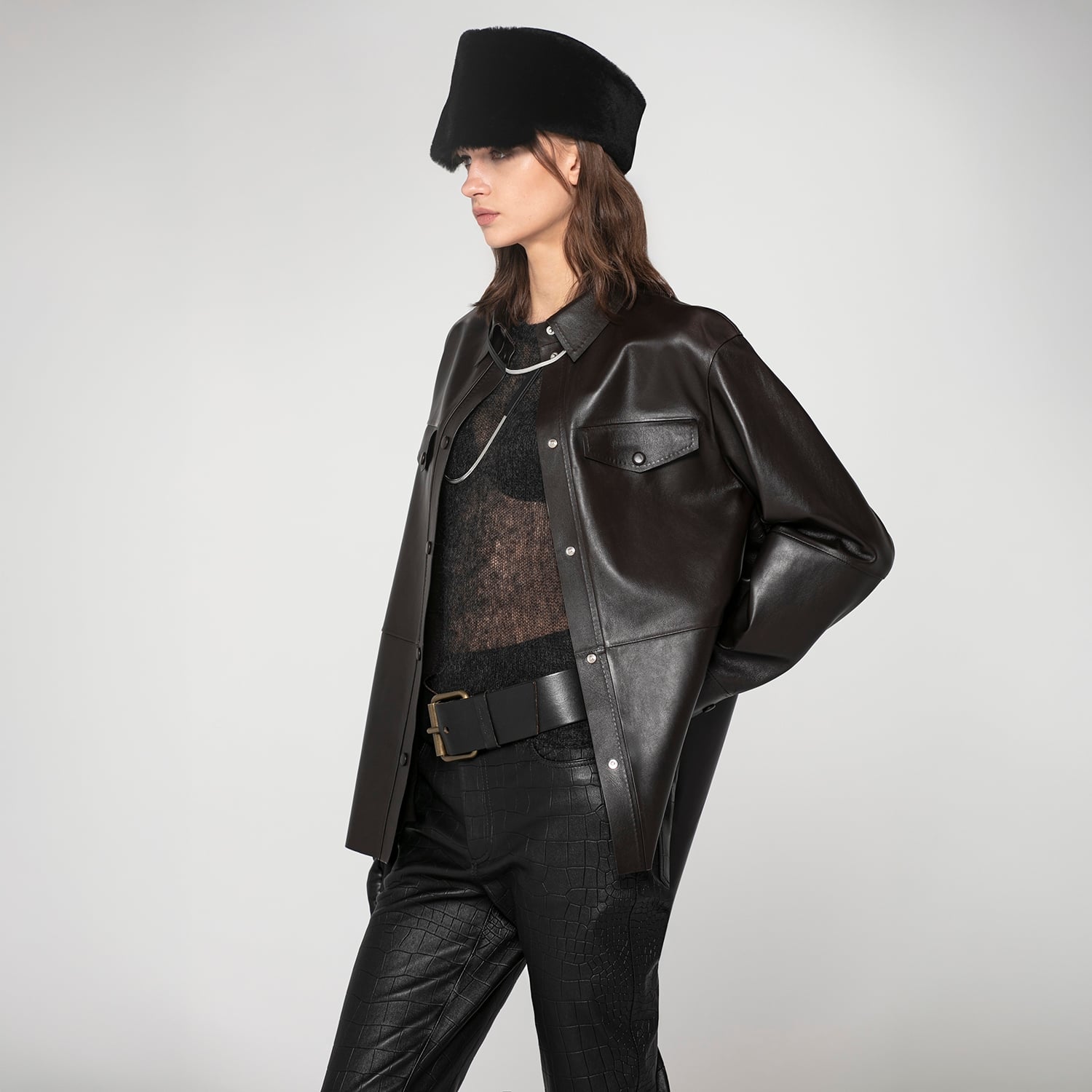 K152841 - LEATHER SHIRT JACKET