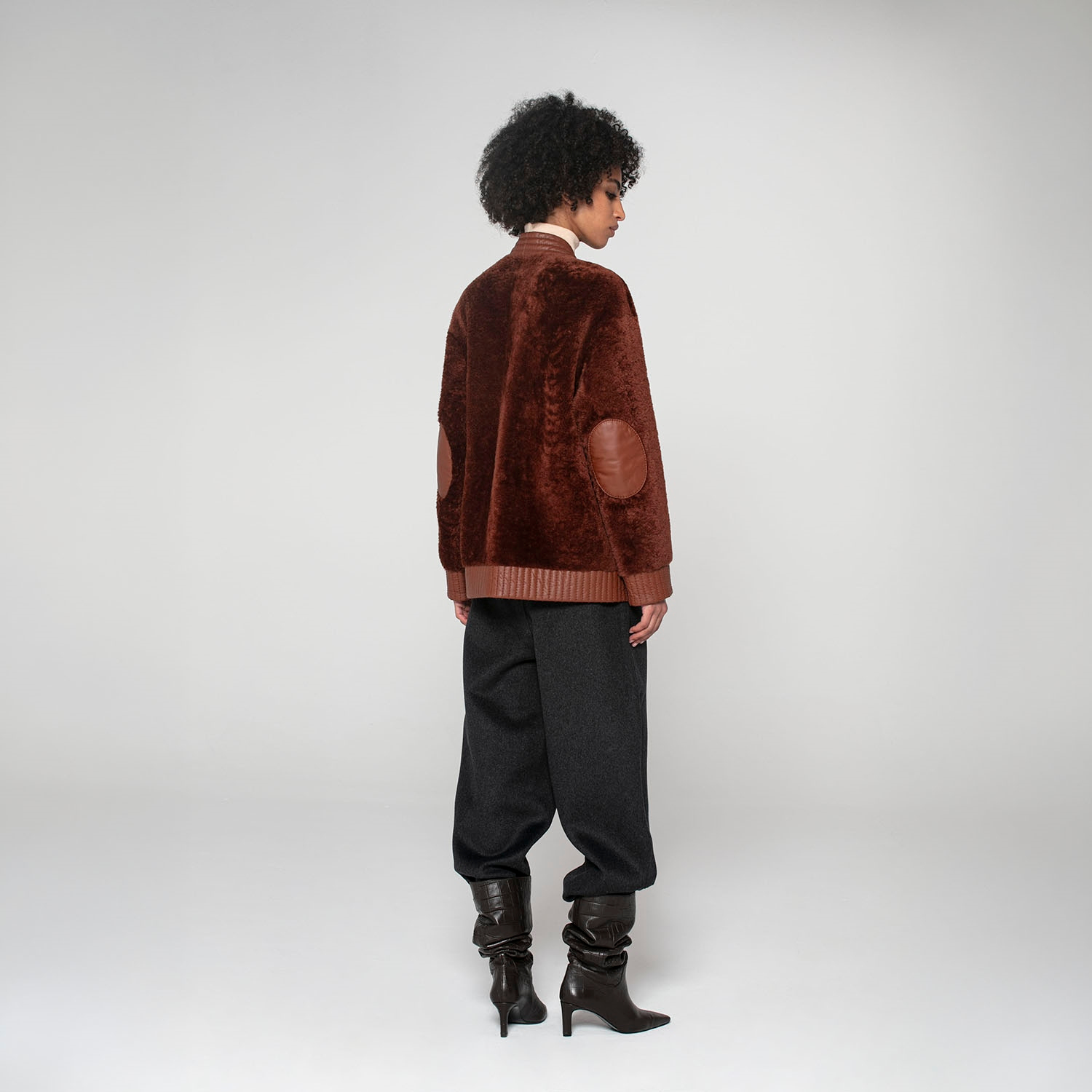 K15293- SHEARLING CARDIGAN JAKET- ALPAKA