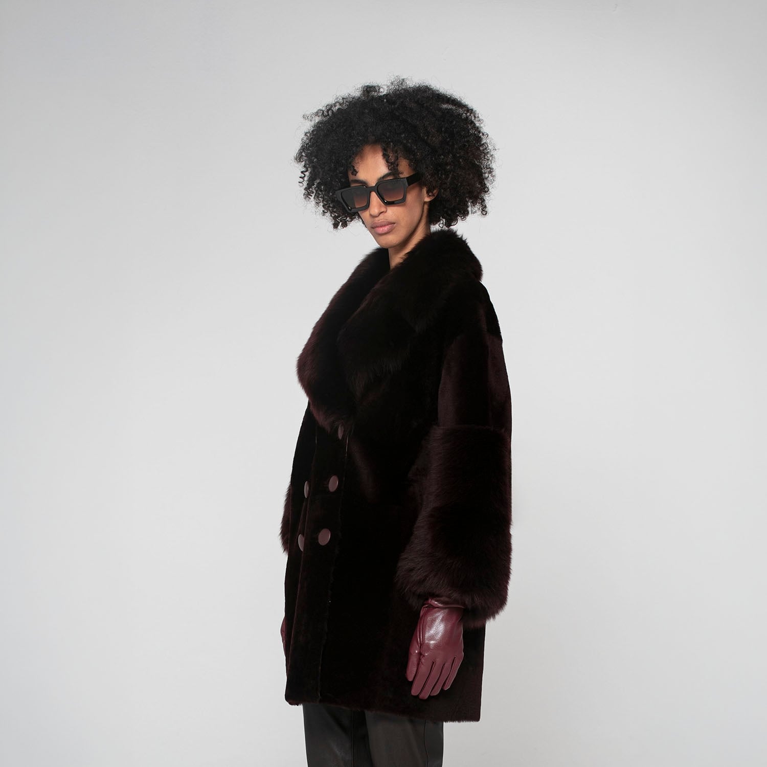 K15317-SHEARLING DOUBLE-BREASTED CABAN