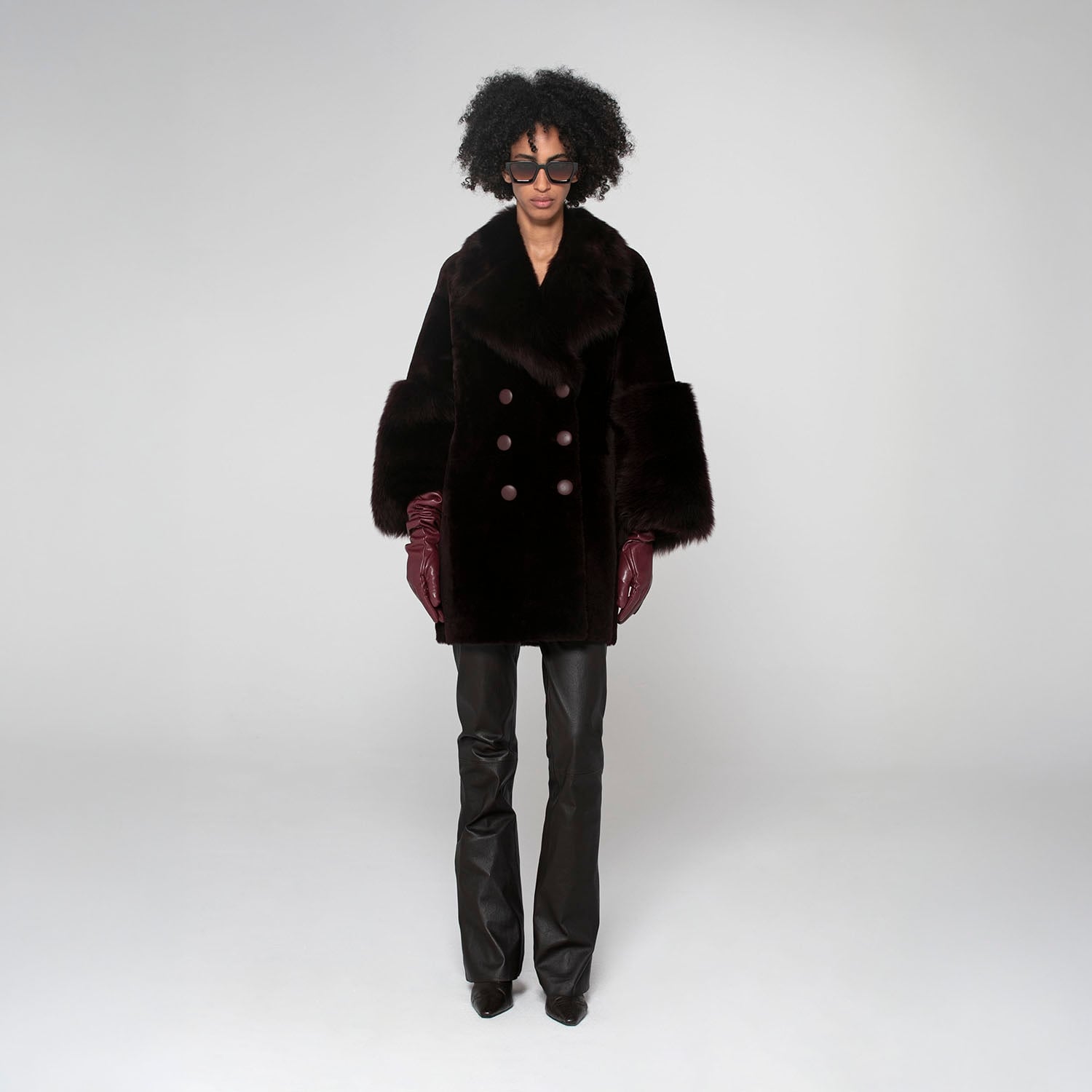 K15317-SHEARLING DOUBLE-BREASTED CABAN