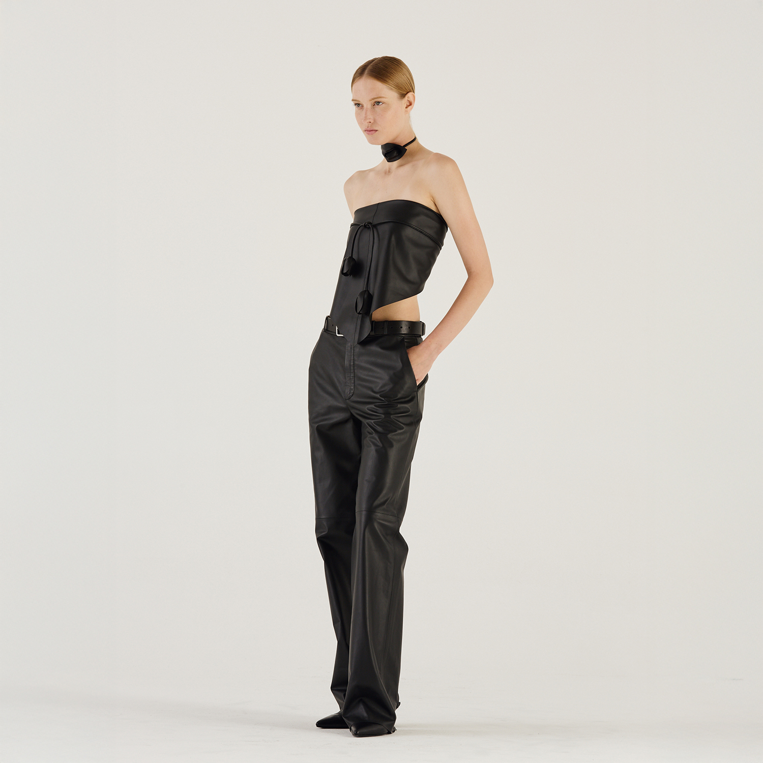 KK14844 | LEATHER RELAXED LEG PANTS
